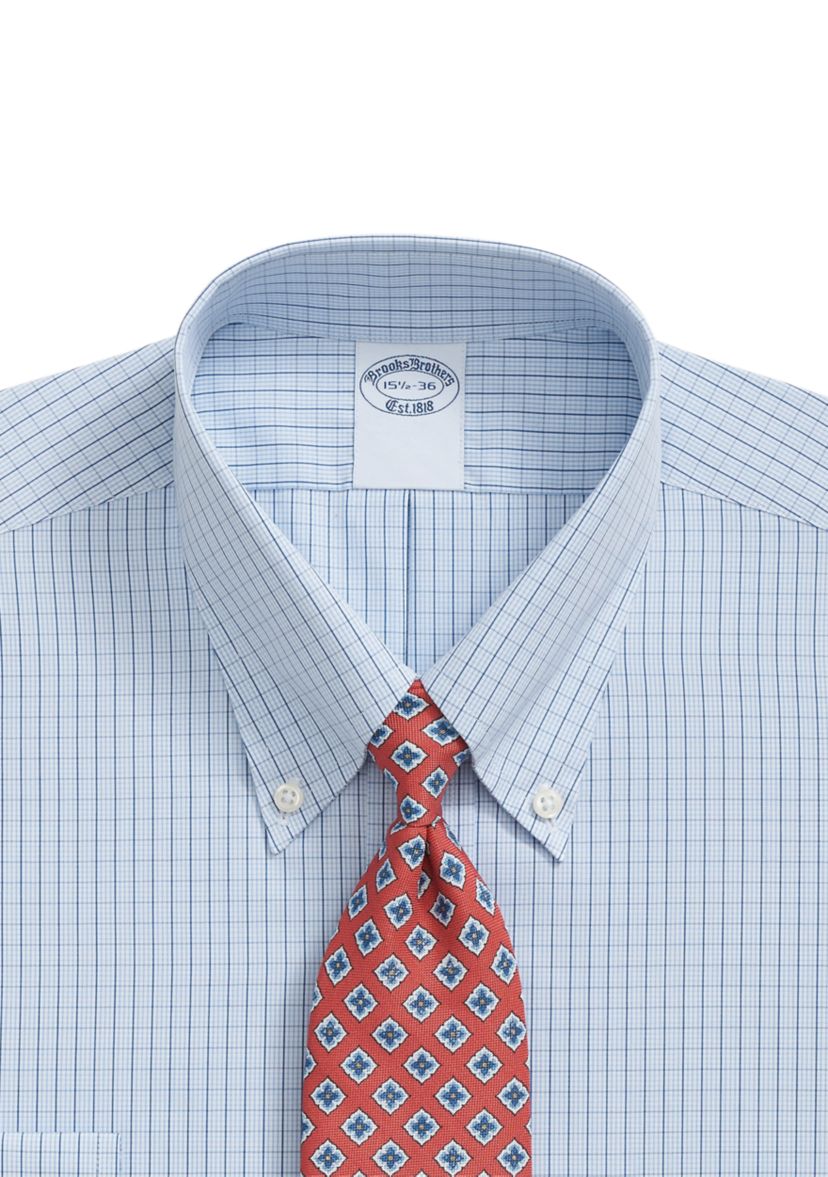 Regenerative Supima Cotton, Polo Button-Down Collar Grid Dress Shirt