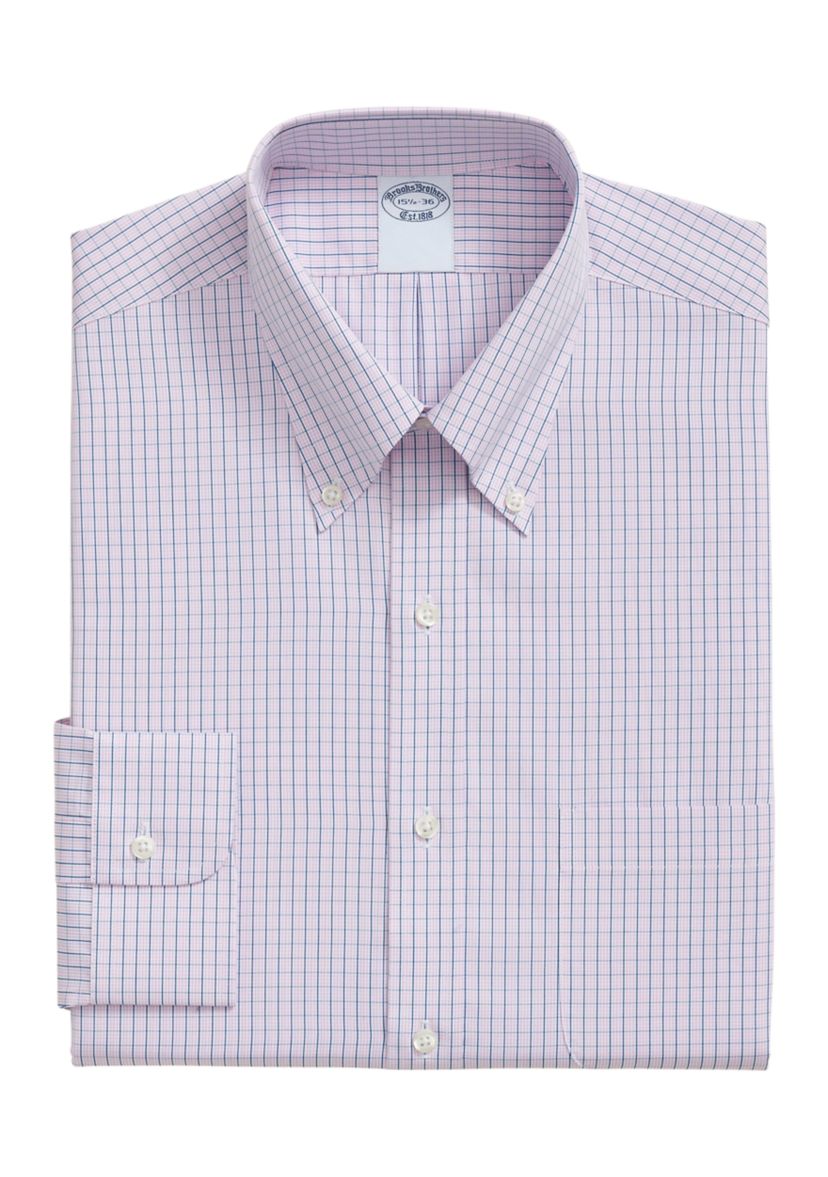 Regenerative Supima Cotton, Polo Button-Down Collar Grid Dress Shirt
