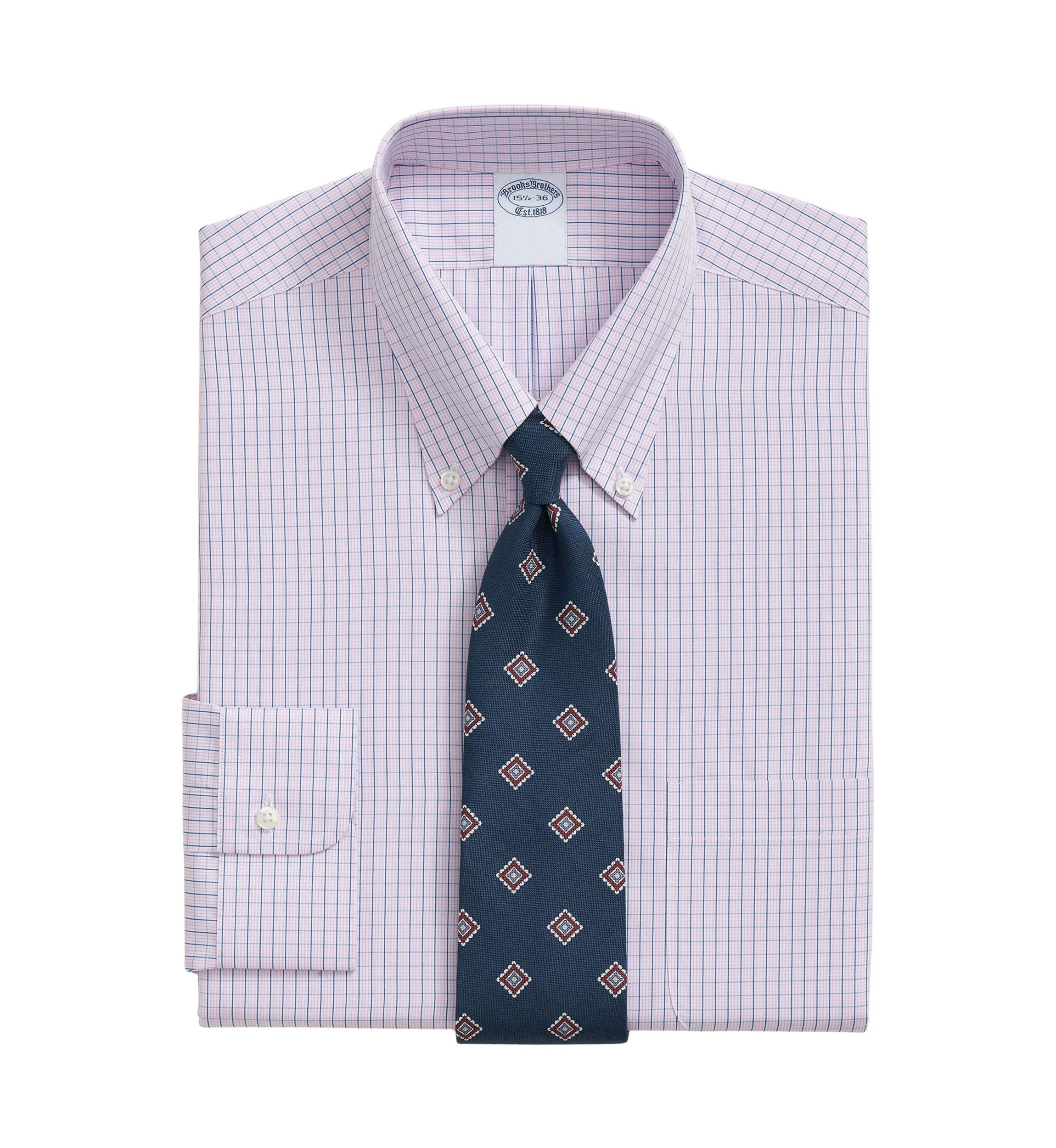 Regenerative Supima Cotton, Polo Button-Down Collar Grid Dress Shirt