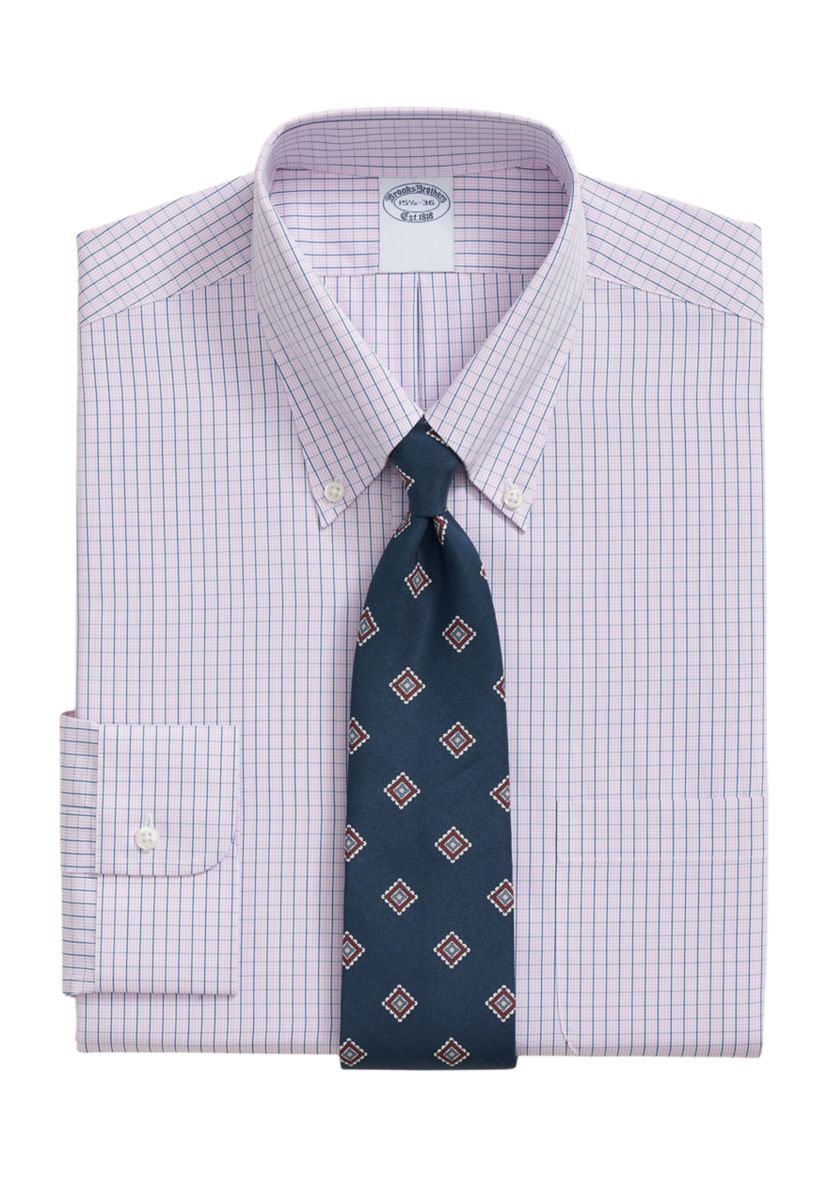 Regenerative Supima Cotton, Polo Button-Down Collar Grid Dress Shirt