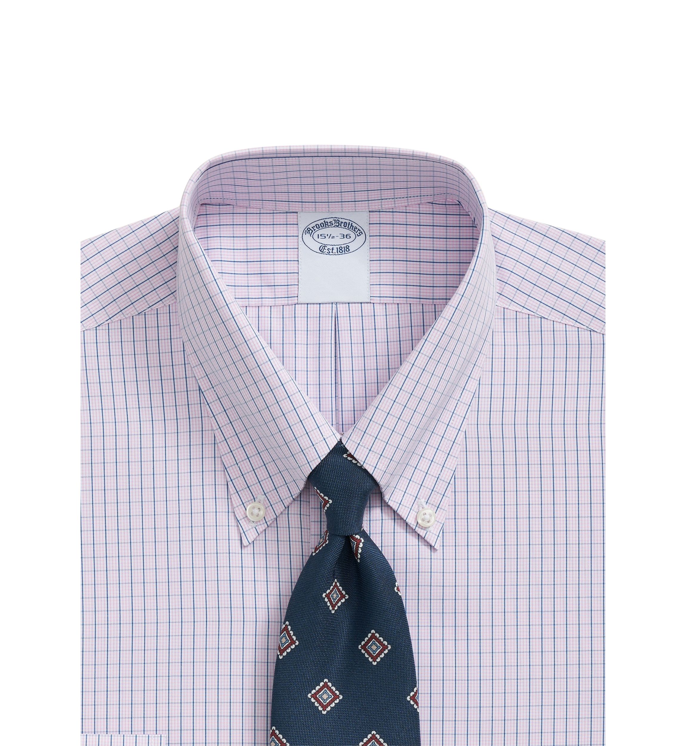 Regenerative Supima Cotton, Polo Button-Down Collar Grid Dress Shirt