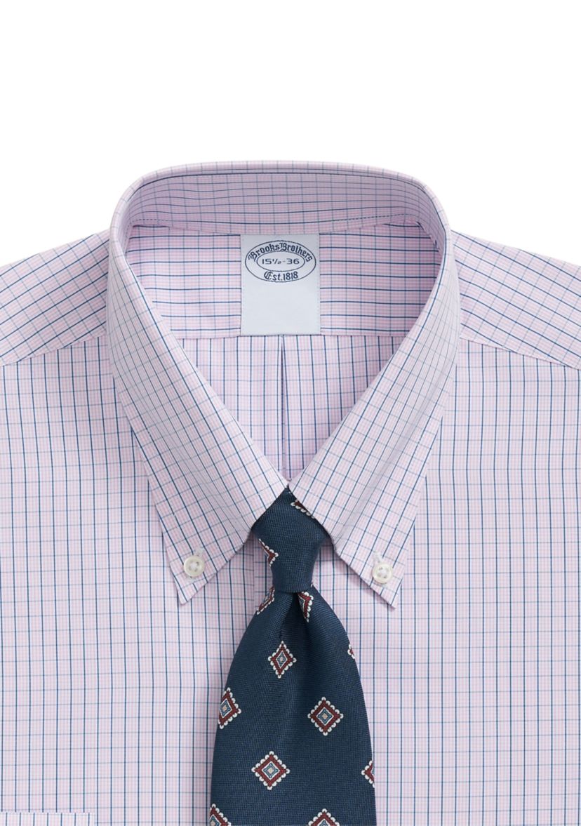 Regenerative Supima Cotton, Polo Button-Down Collar Grid Dress Shirt