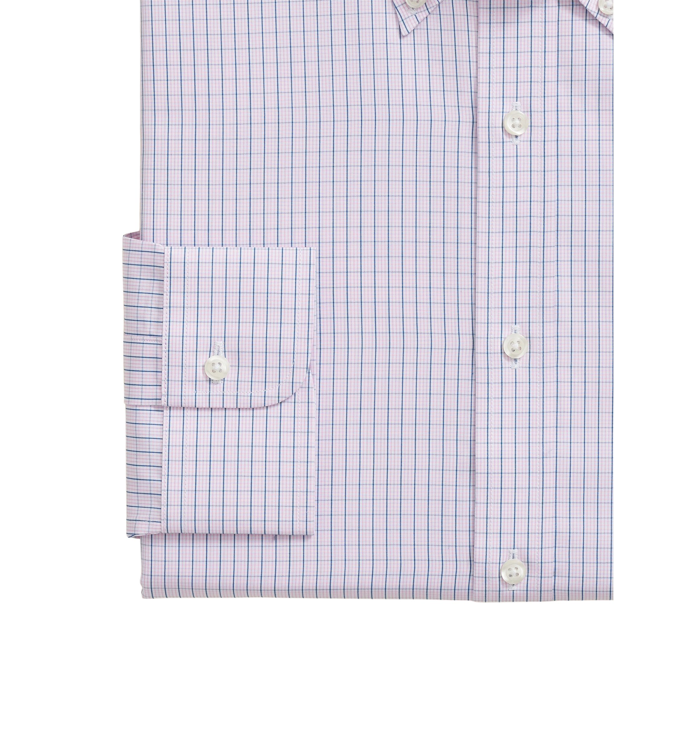 Regenerative Supima Cotton, Polo Button-Down Collar Grid Dress Shirt