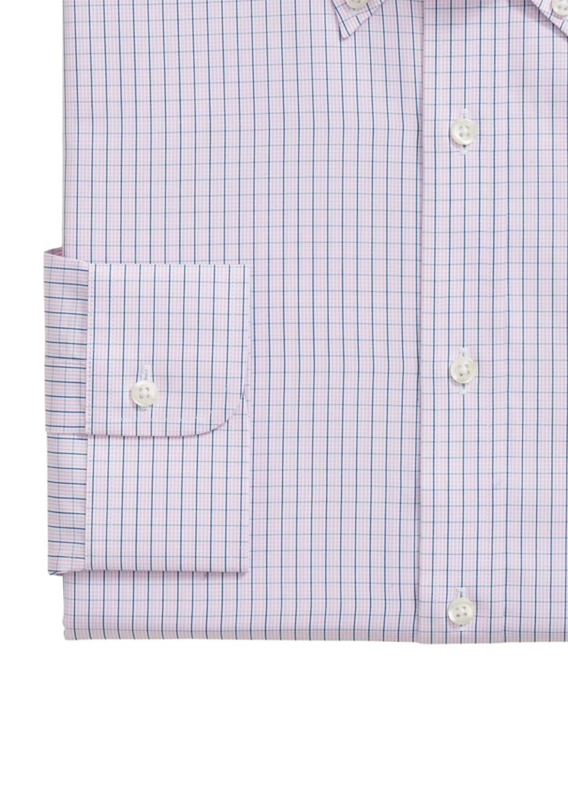 Regenerative Supima Cotton, Polo Button-Down Collar Grid Dress Shirt