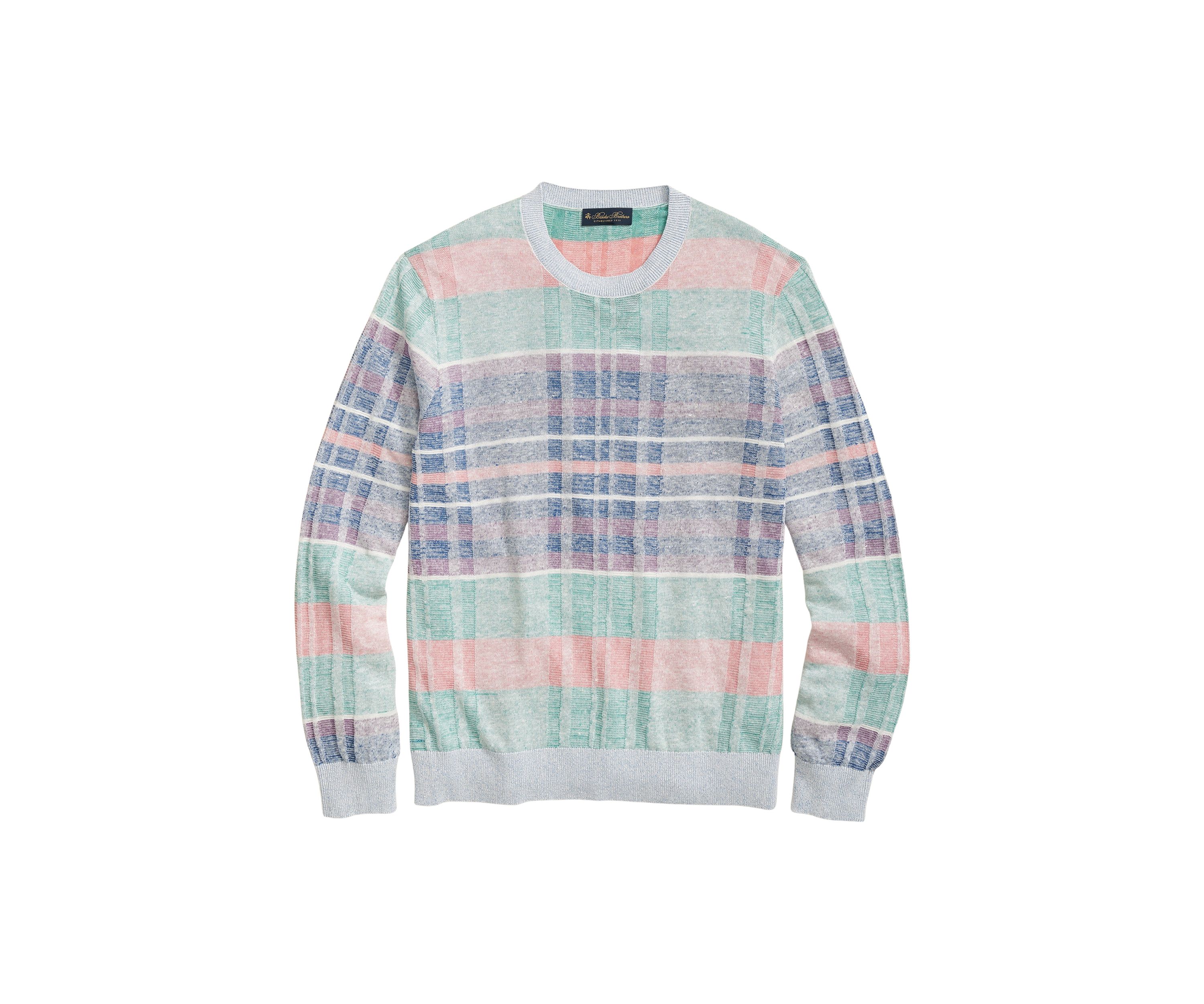 Madras Pattern Sweater in Linen