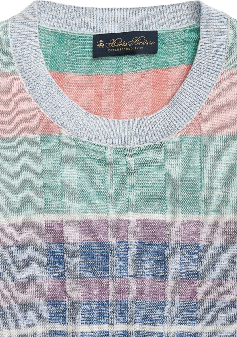 Madras Pattern Sweater in Linen
