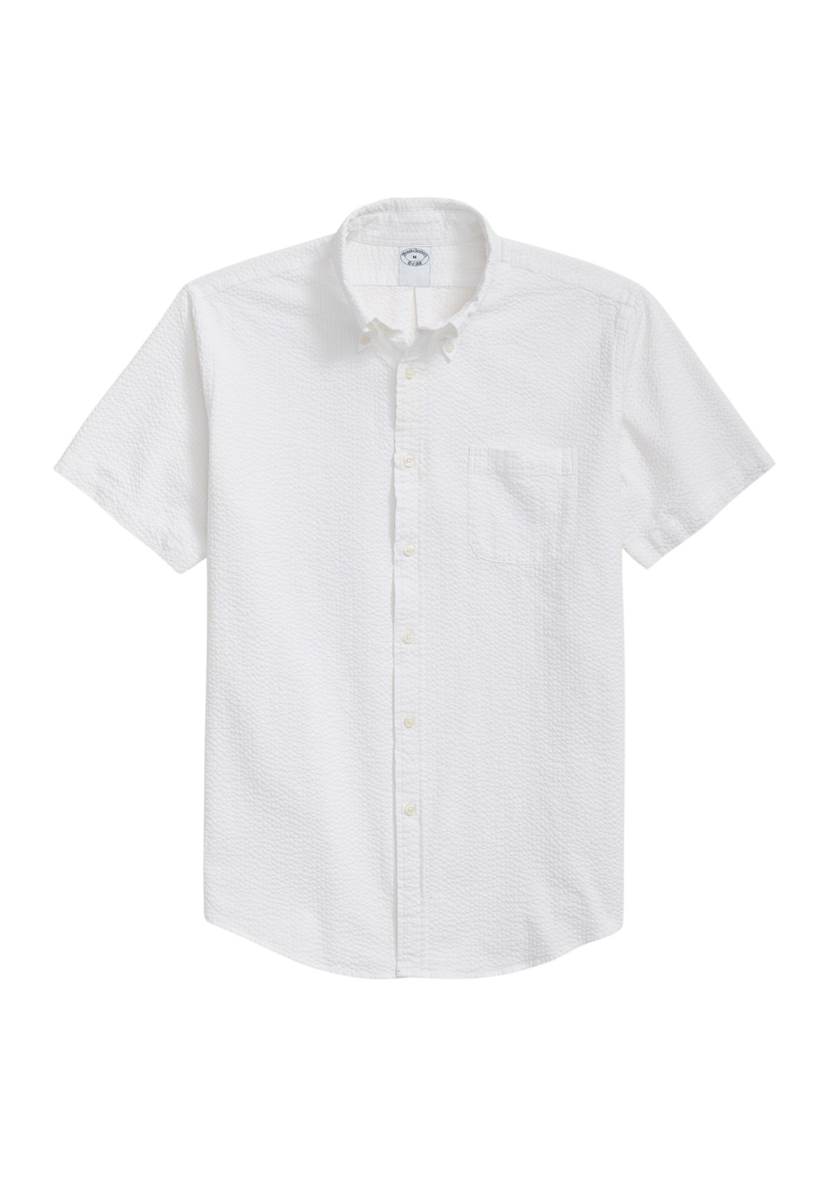 Mens Stretch Cotton Seersucker Button-Down Collar Short-Sleeve Sport Shirt