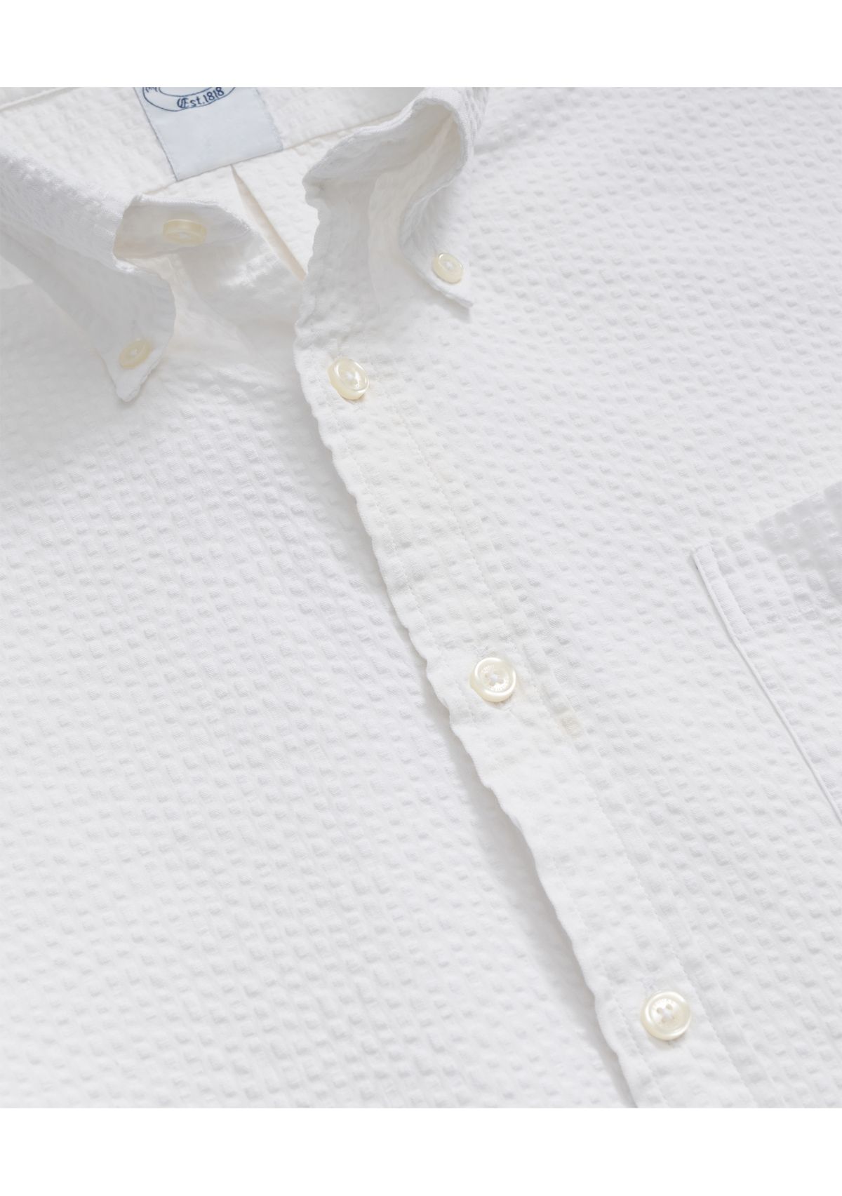 Mens Stretch Cotton Seersucker Button-Down Collar Short-Sleeve Sport Shirt