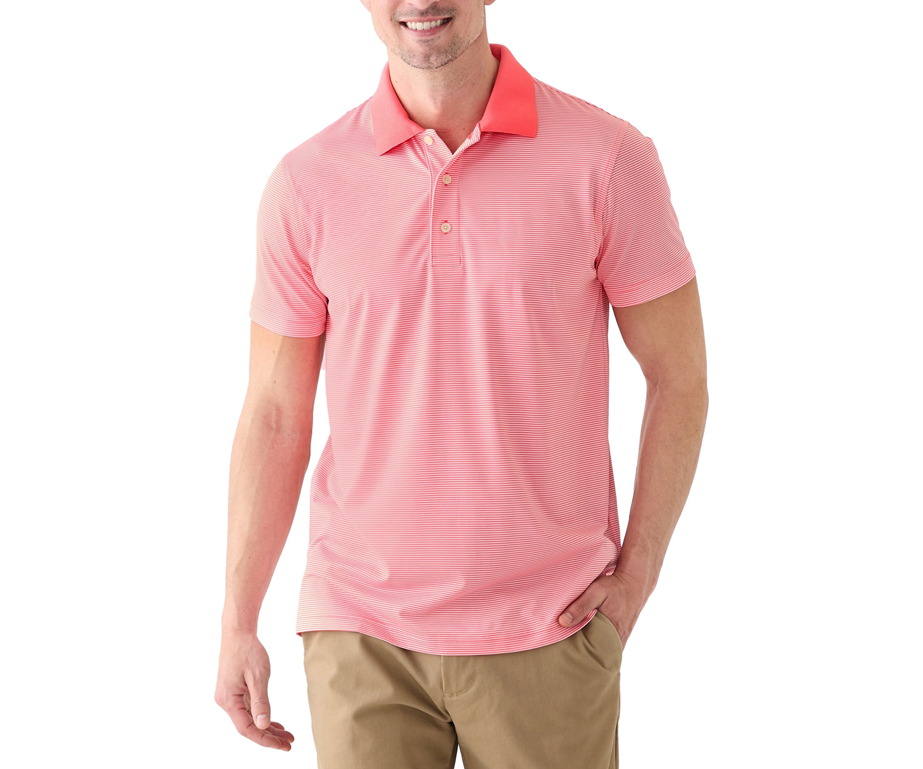 Mens Knit Performance Micro Stripe Polo Shirt
