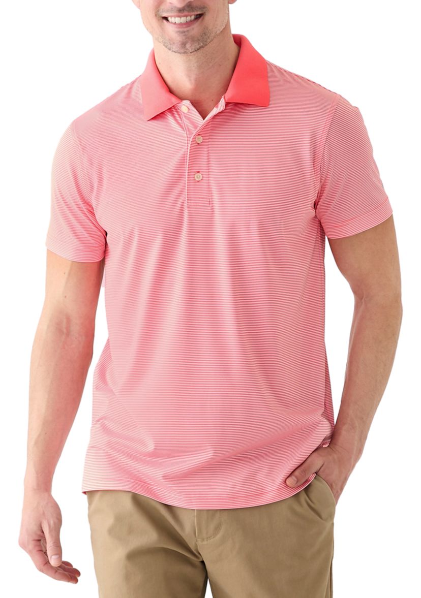 Mens Knit Performance Micro Stripe Polo Shirt