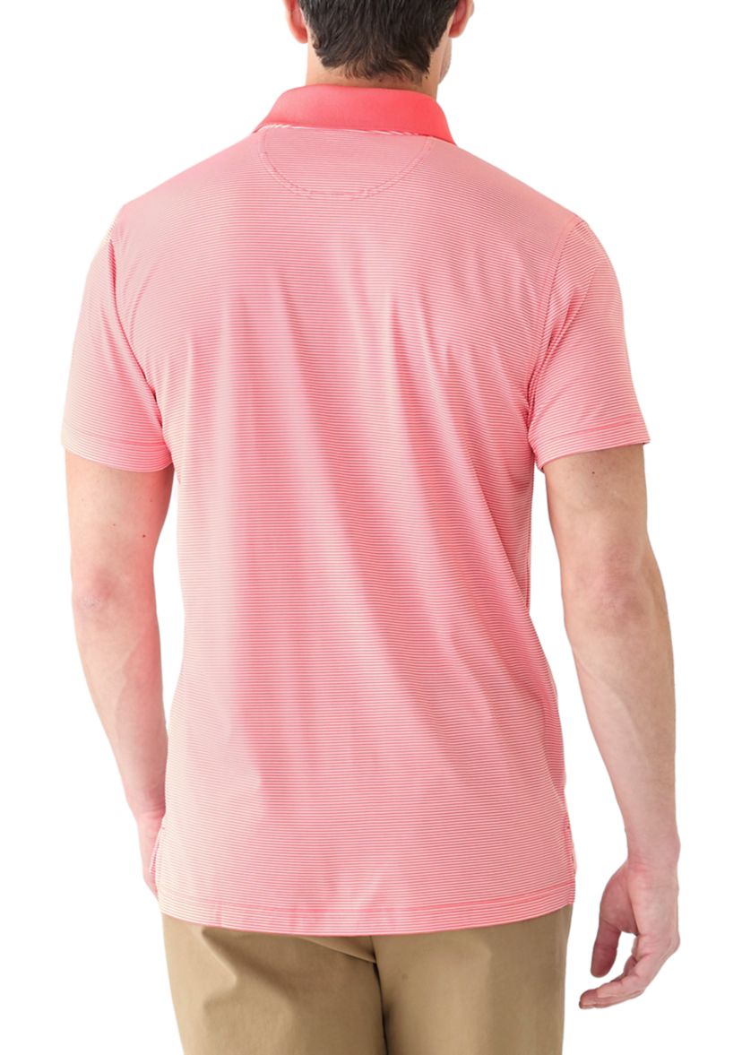 Mens Knit Performance Micro Stripe Polo Shirt