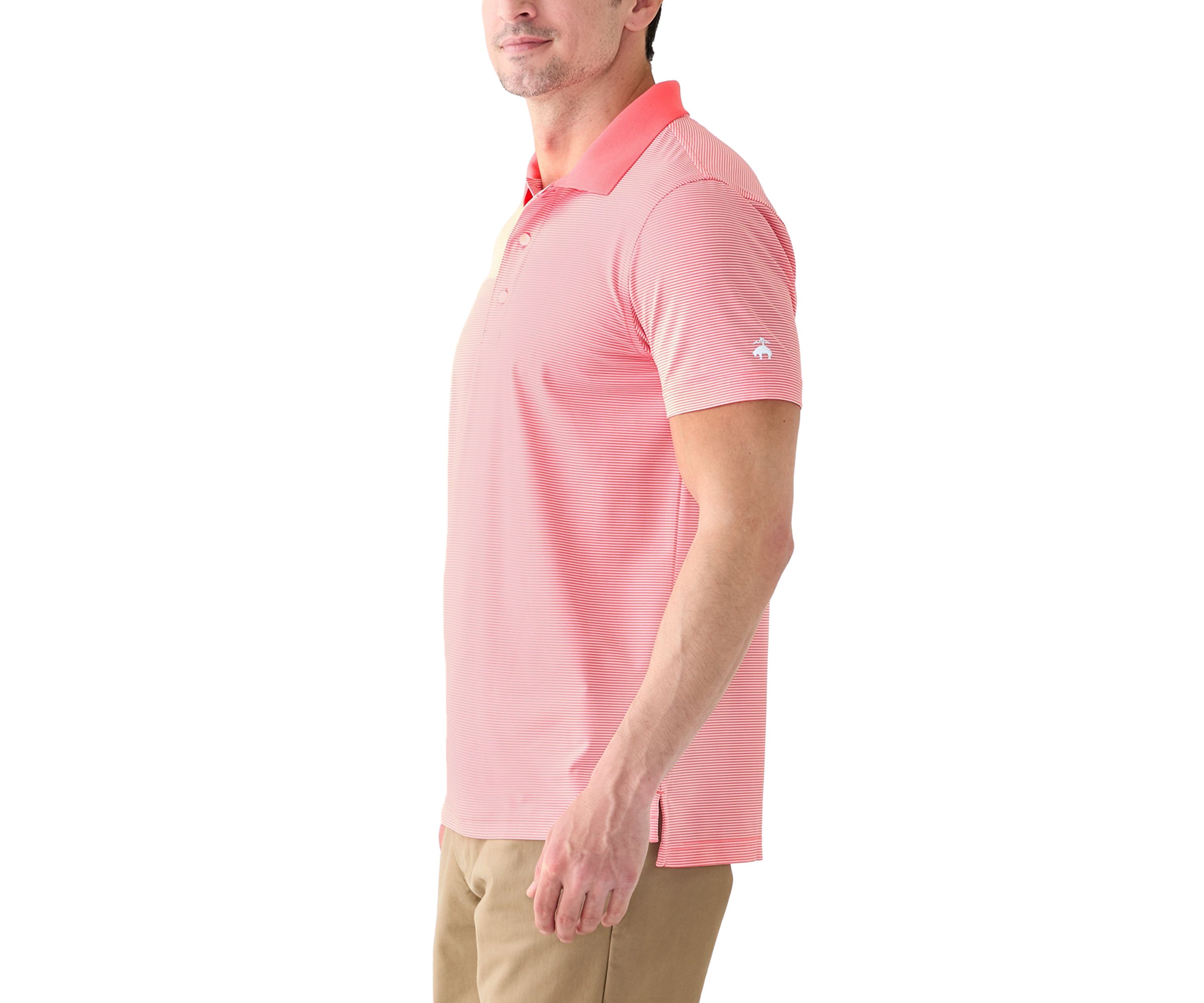 Mens Knit Performance Micro Stripe Polo Shirt