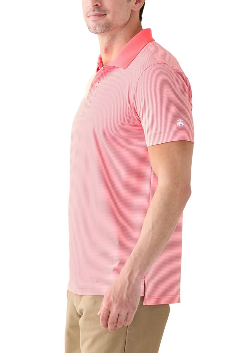 Mens Knit Performance Micro Stripe Polo Shirt