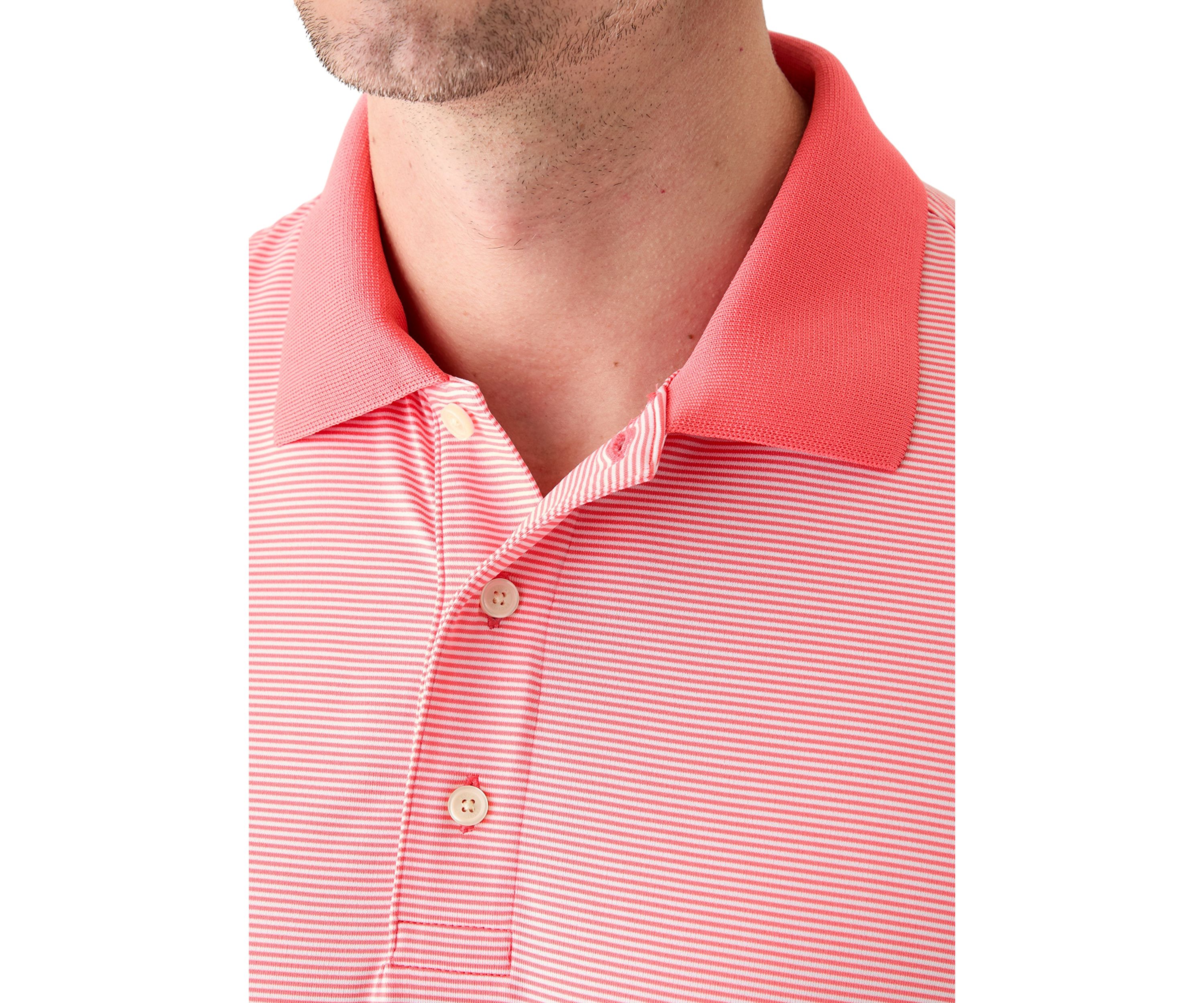 Mens Knit Performance Micro Stripe Polo Shirt
