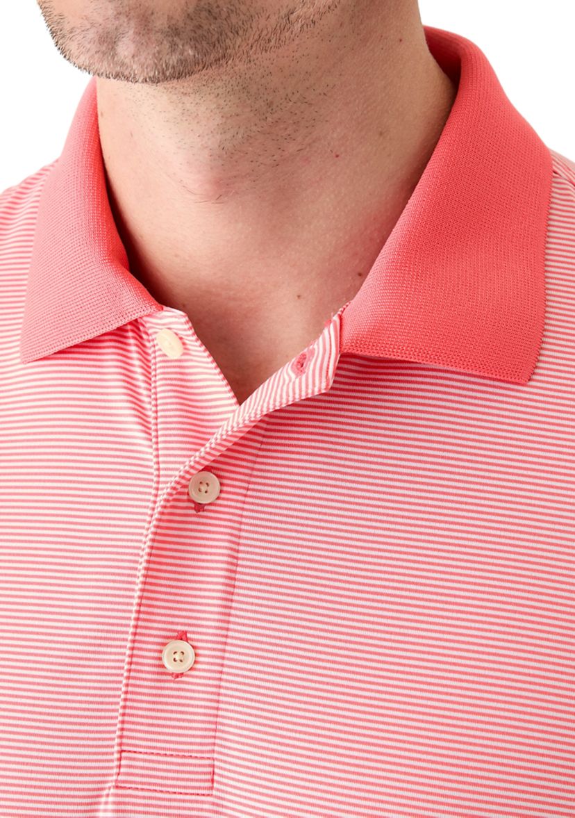 Mens Knit Performance Micro Stripe Polo Shirt