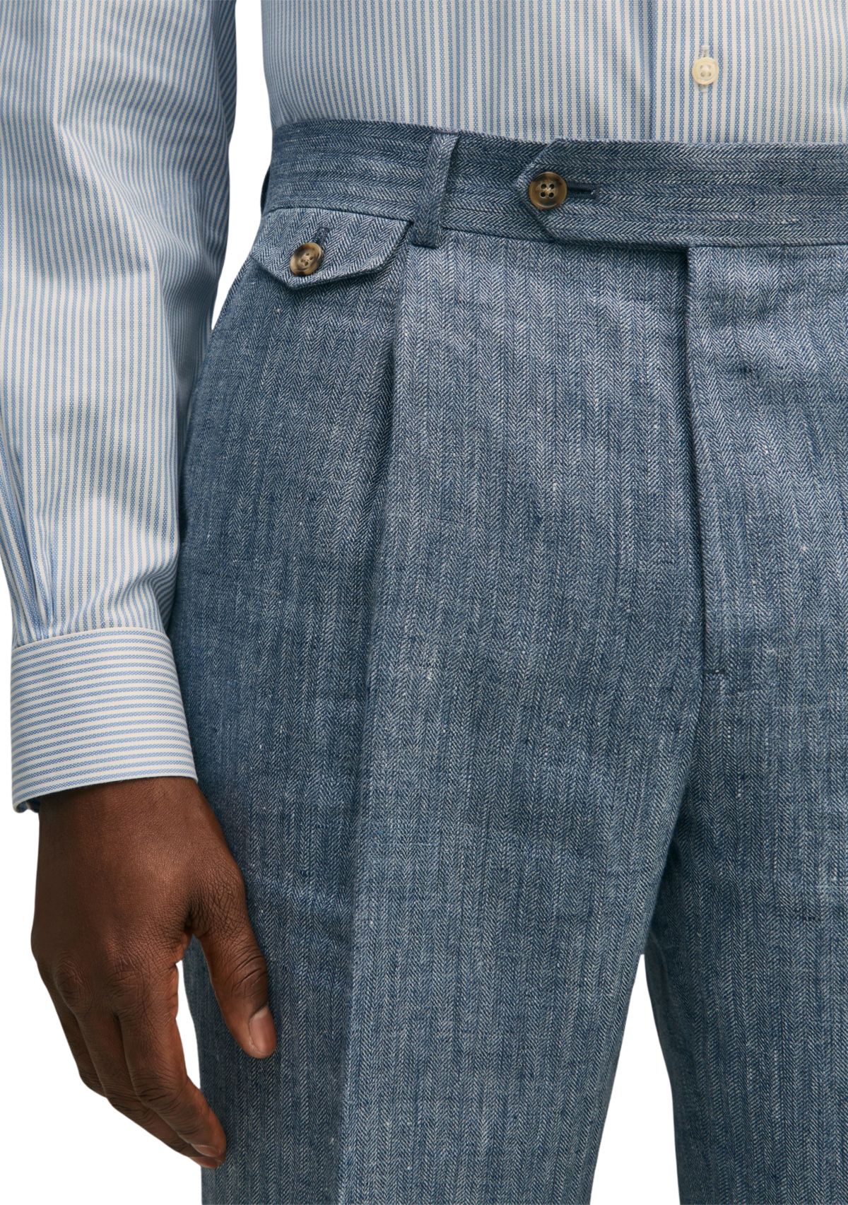 Classic Fit Herringbone Linen Suit Pants