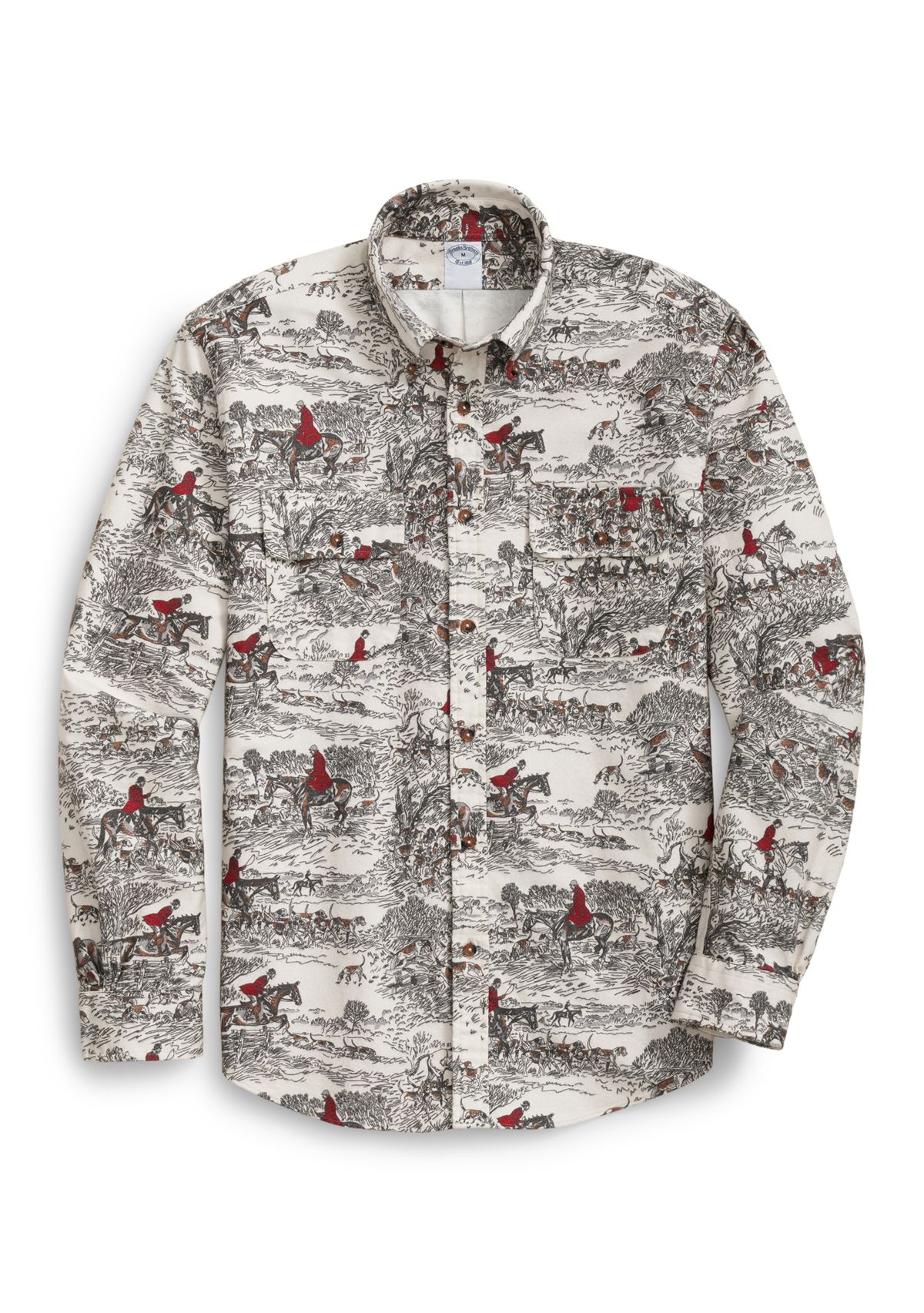 Cotton Flannel Archive Equestrian Print Sport Shirt