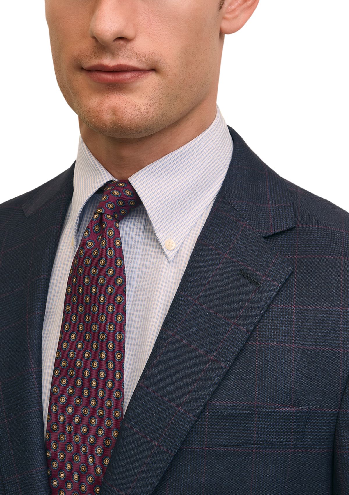 Mens Explorer Collection Classic Fit Wool Overcheck Suit Jacket