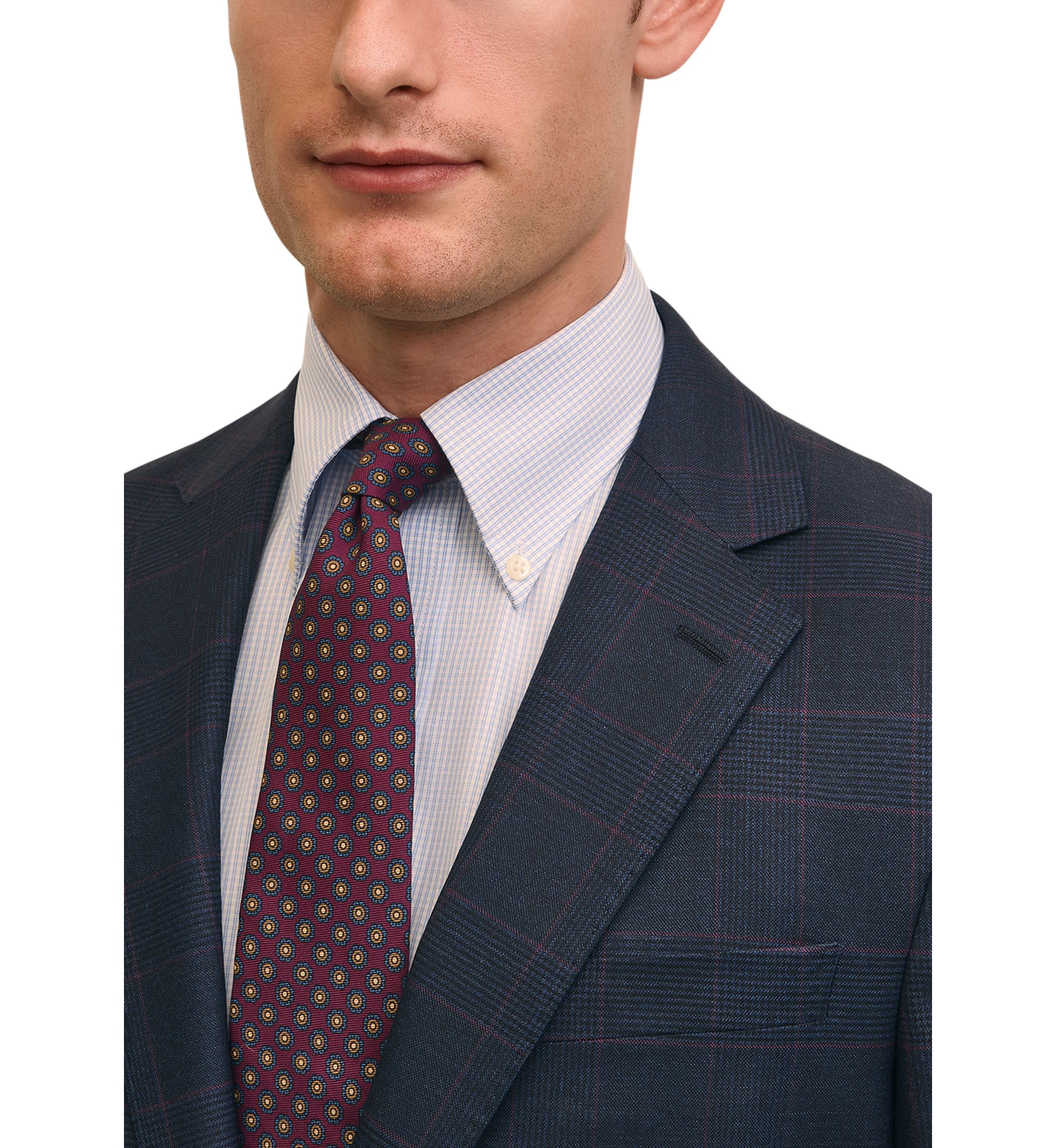 Mens Explorer Collection Classic Fit Wool Overcheck Suit Jacket