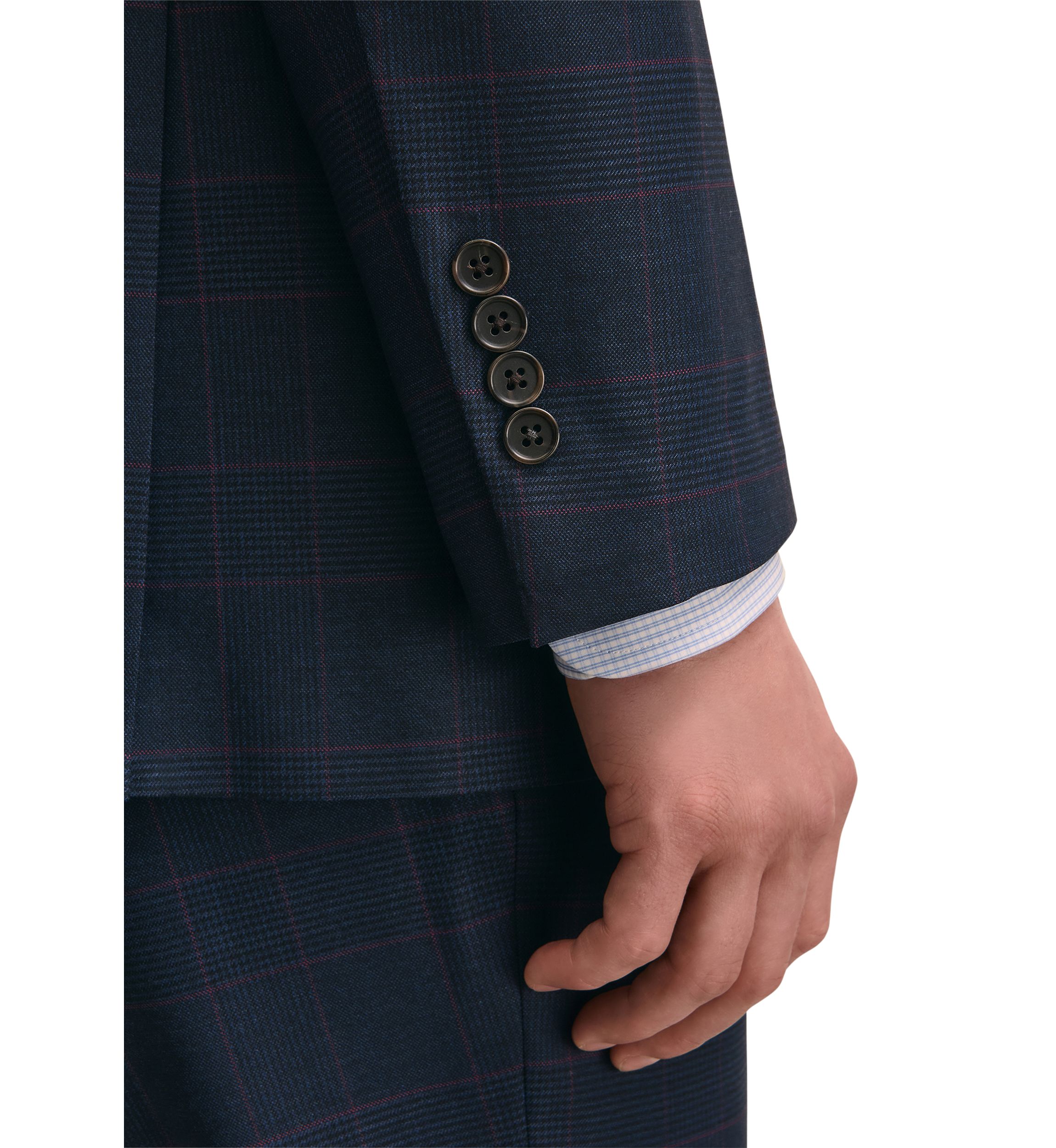 Mens Explorer Collection Classic Fit Wool Overcheck Suit Jacket