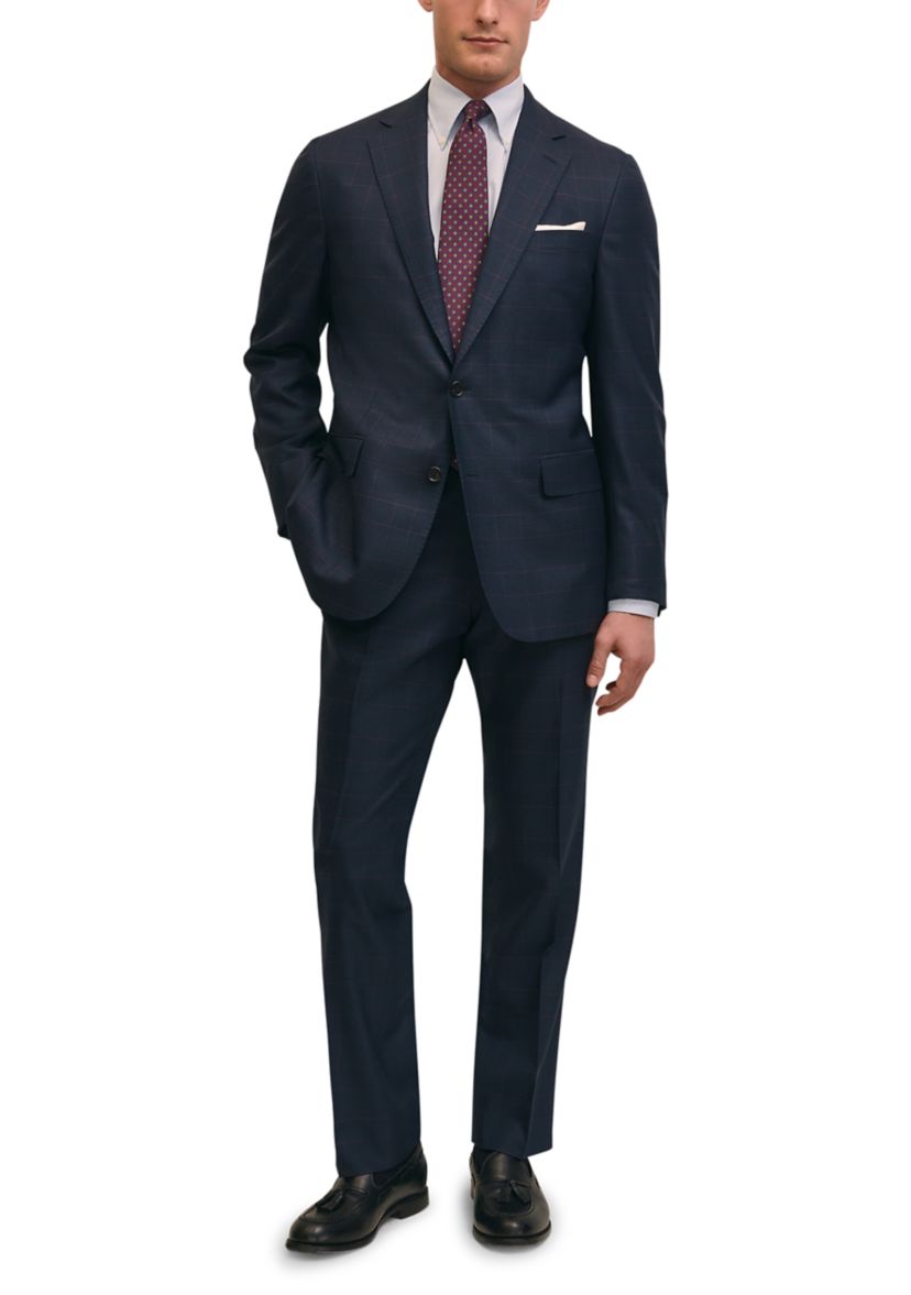 Mens Explorer Collection Classic Fit Wool Overcheck Suit Jacket