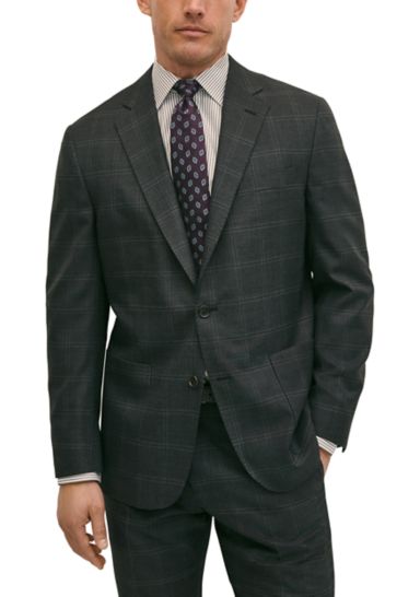 Men's Explorer Collection Classic Fit Wool Windowpane Suit Jacket