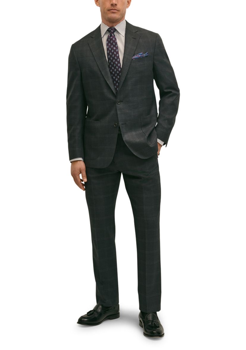 Mens Explorer Collection Classic Fit Wool Windowpane Suit Jacket