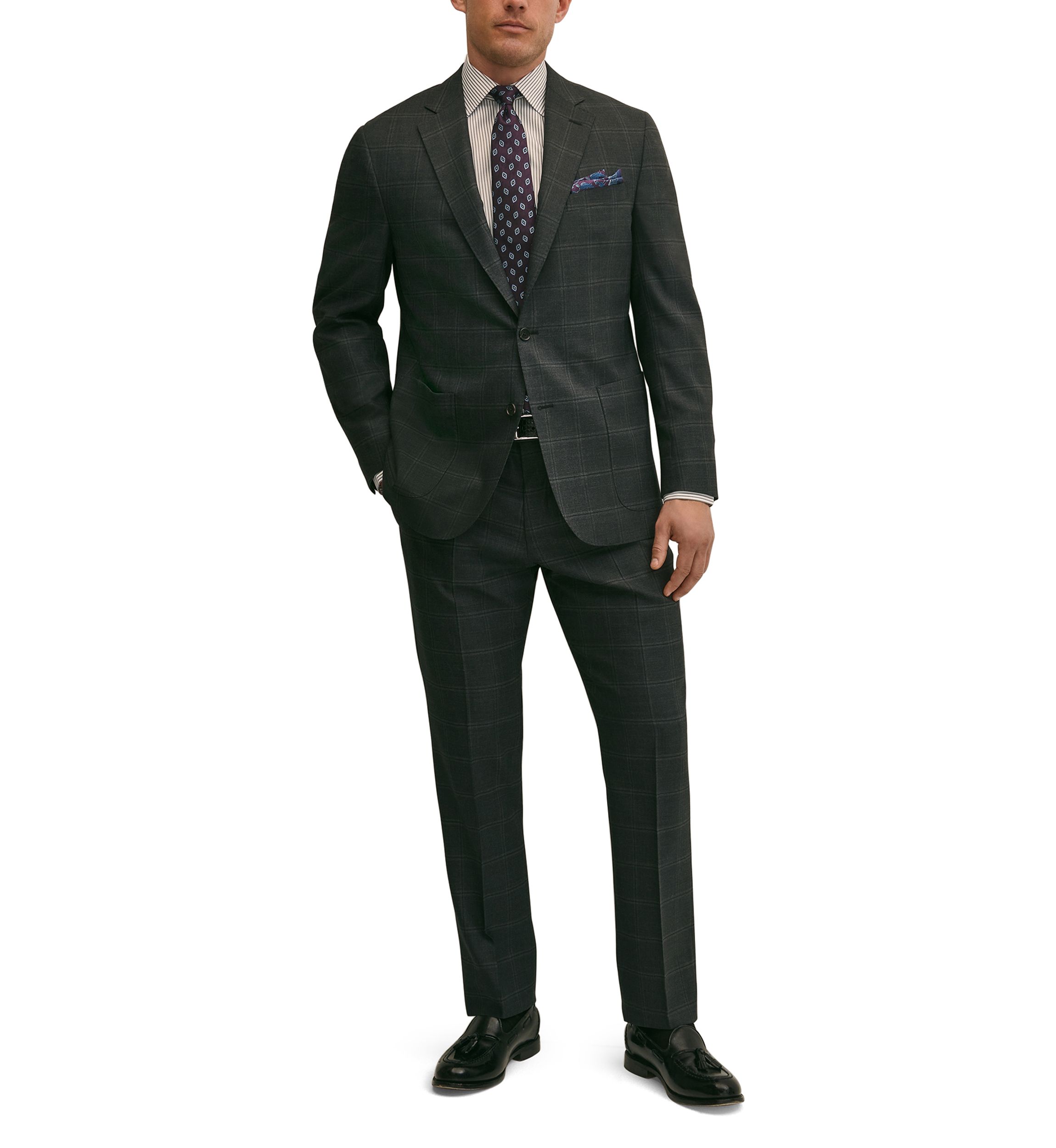 Explorer Collection Classic Fit Wool Windowpane Suit Pants