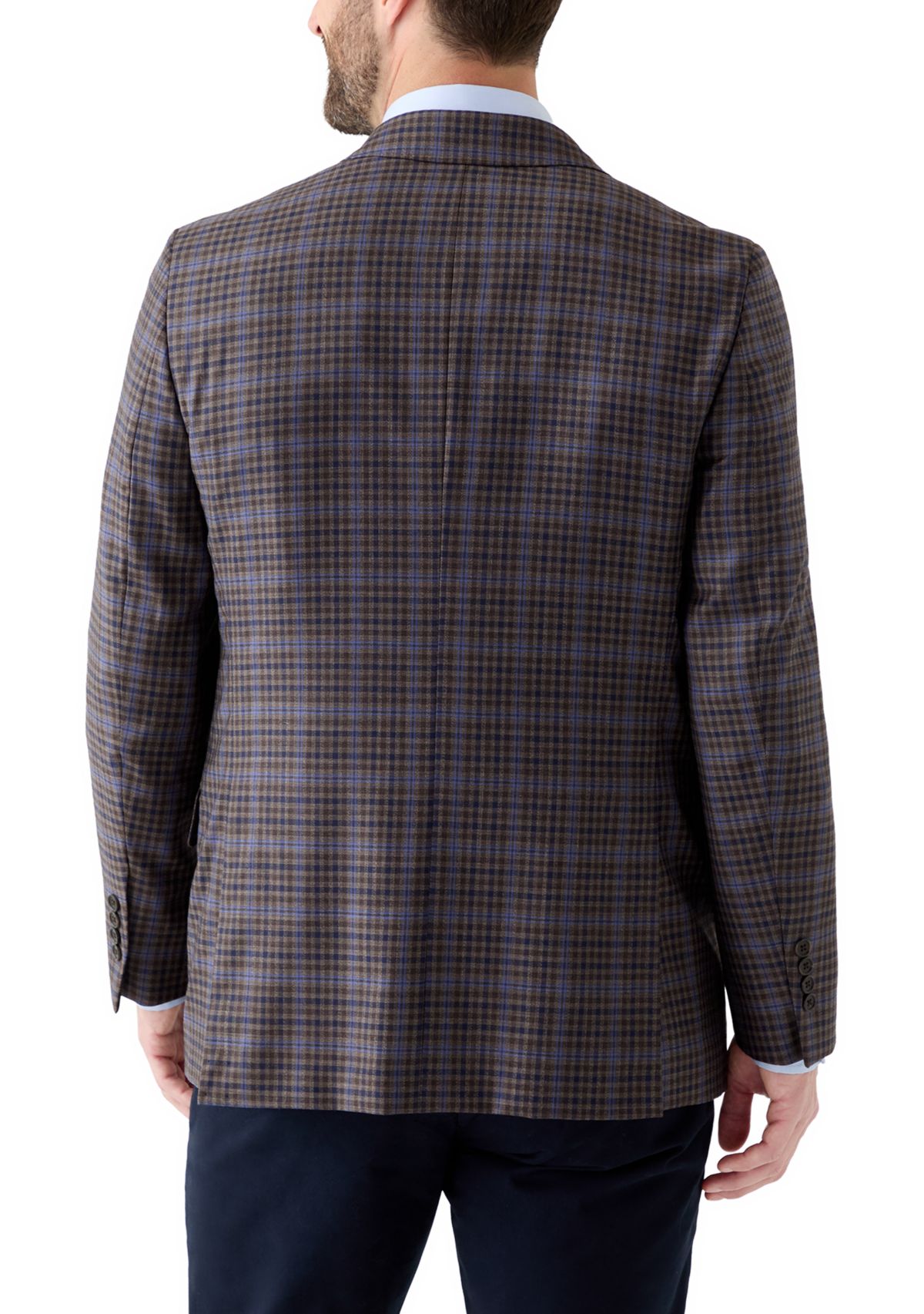 Mens Classic Fit Merino Wool Overcheck Sport Coat