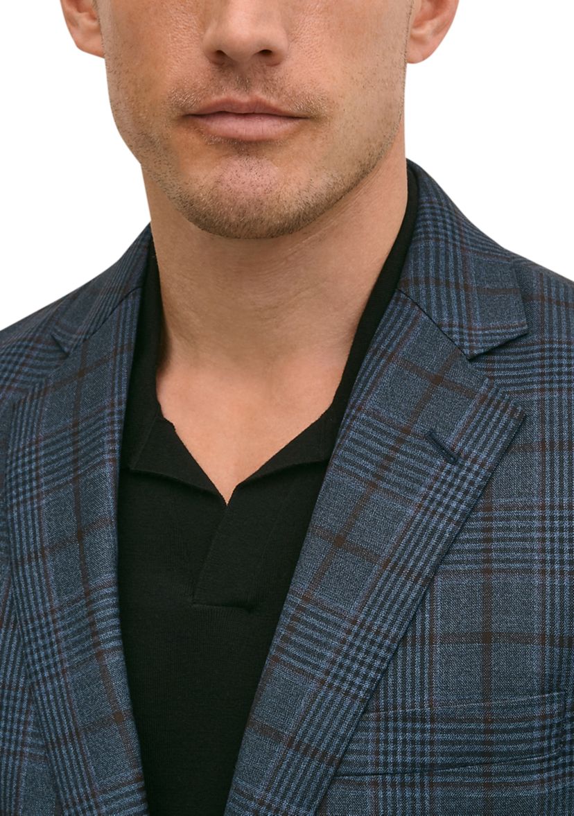 Mens Classic Fit Merino Wool Overcheck Sport Coat