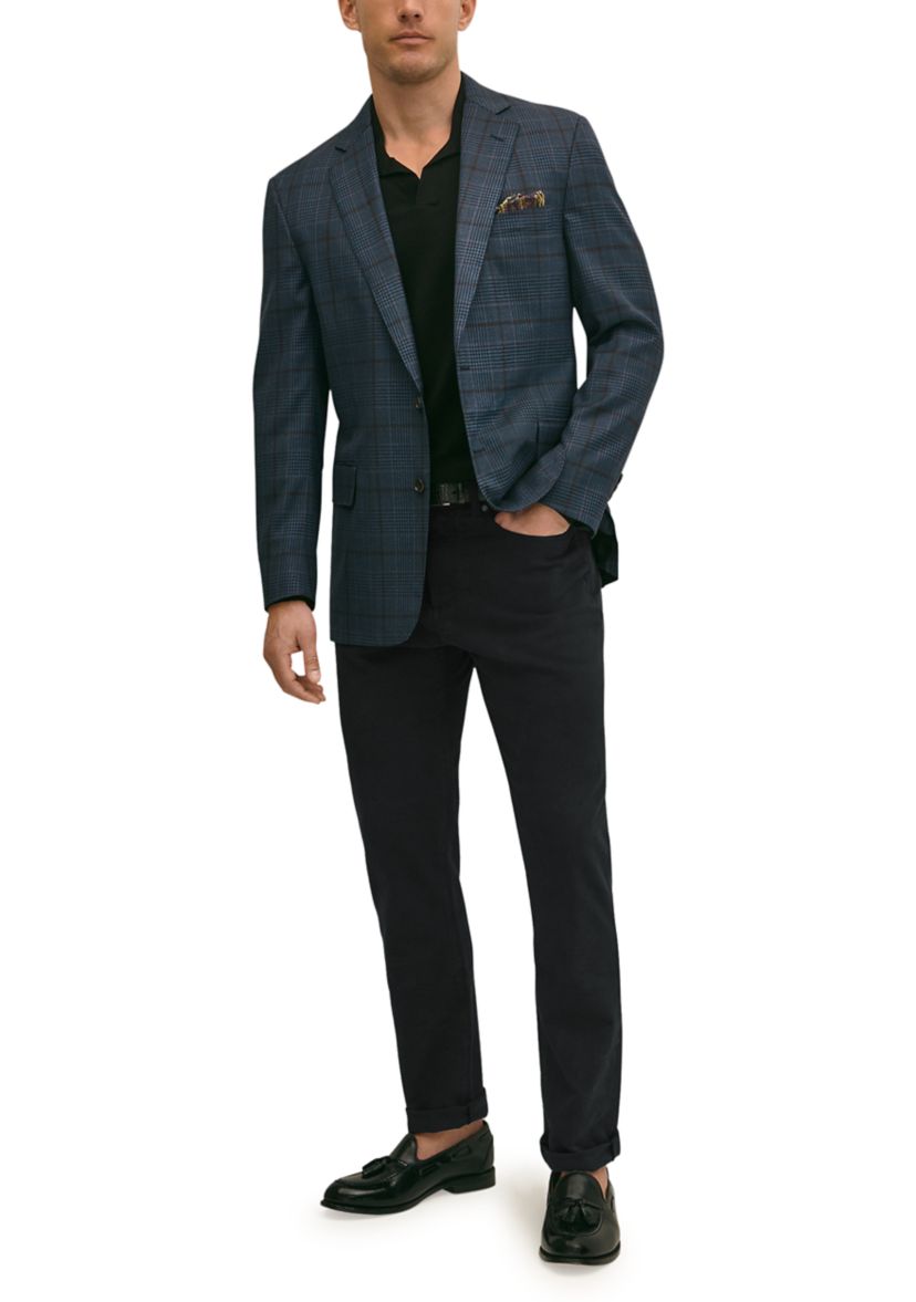 Mens Classic Fit Merino Wool Overcheck Sport Coat