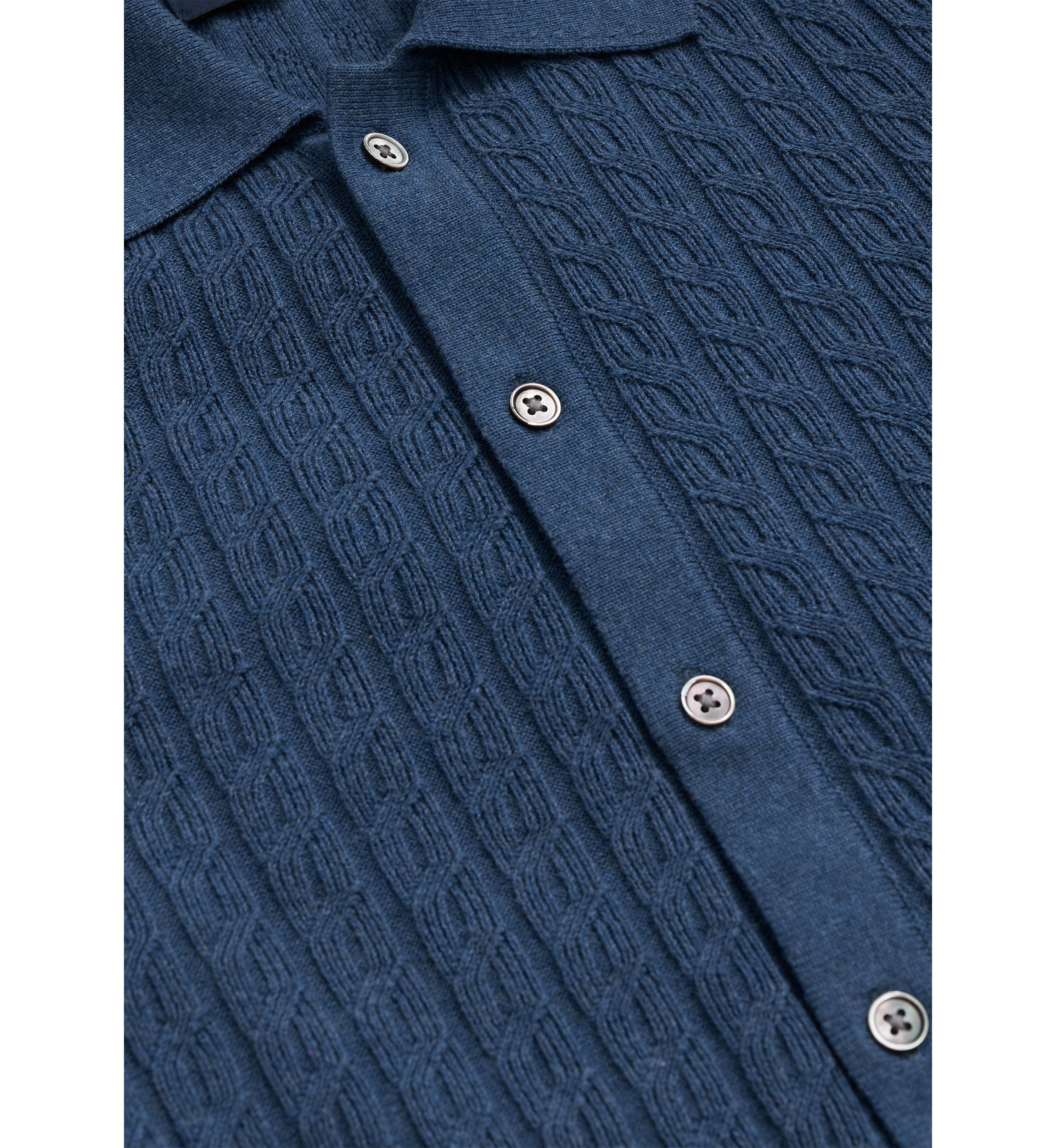 Mens Cotton Cable Knit Short Sleeve Polo Sweater