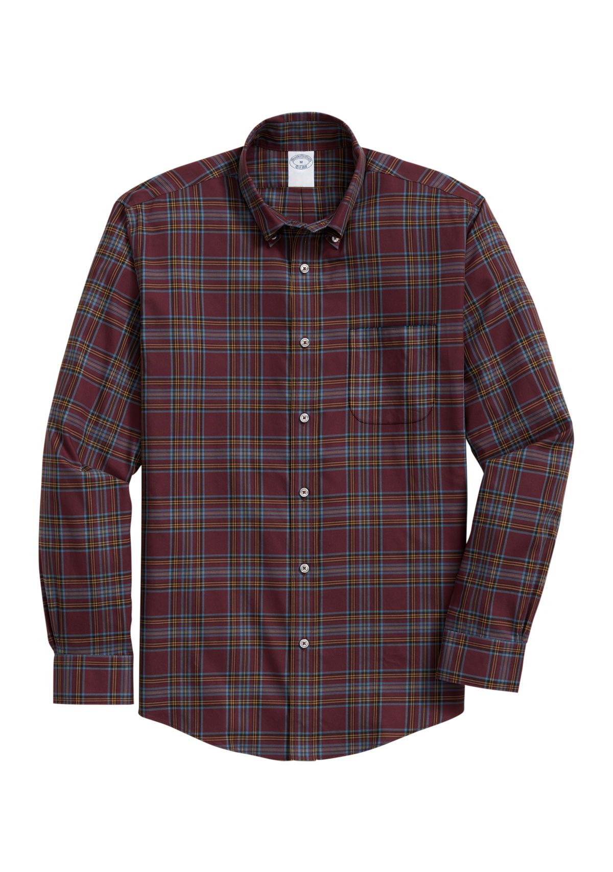 Mens Plaid Twill Polo Button Down Shirt