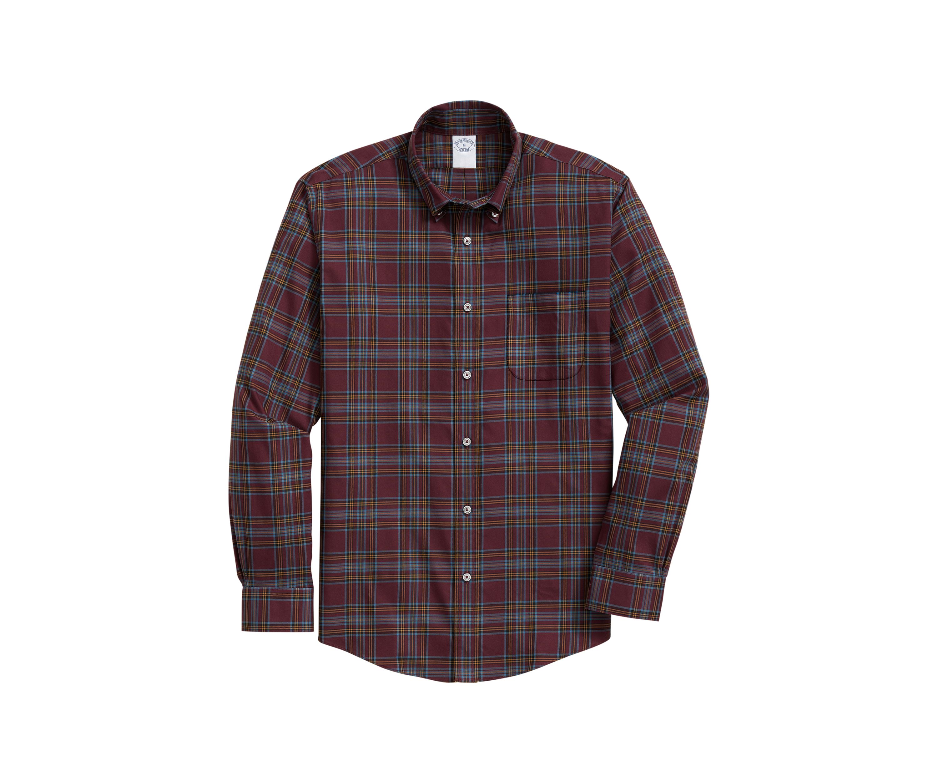 Mens Plaid Twill Polo Button Down Shirt