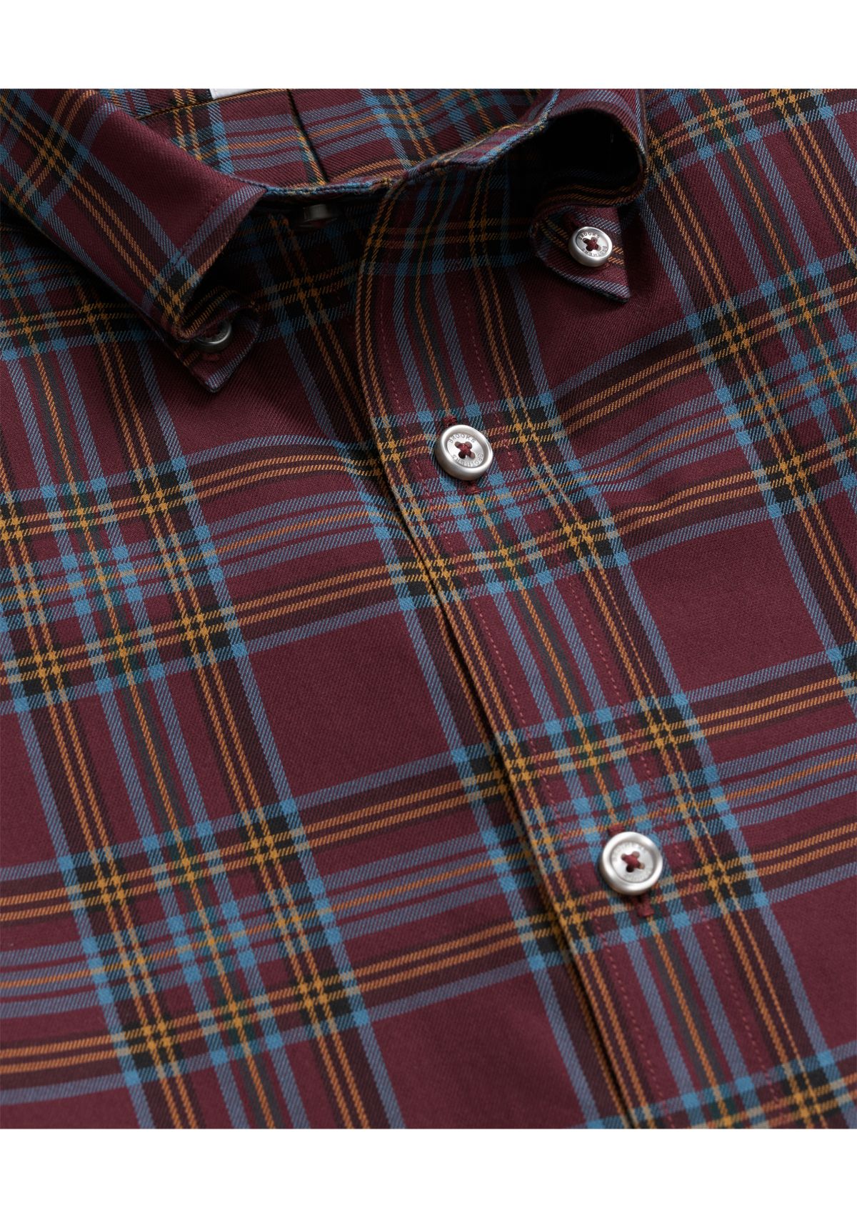Mens Plaid Twill Polo Button Down Shirt