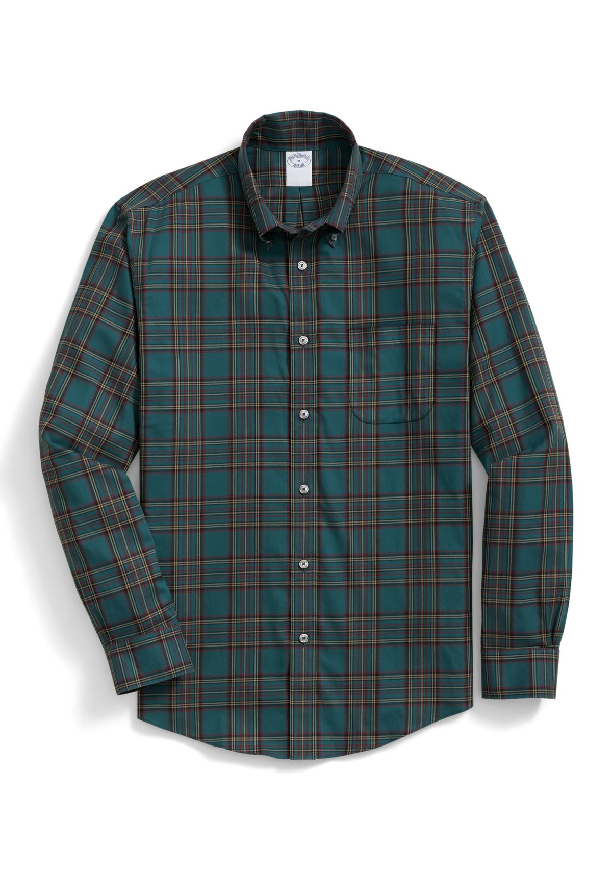 Mens Plaid Twill Polo Button Down Shirt