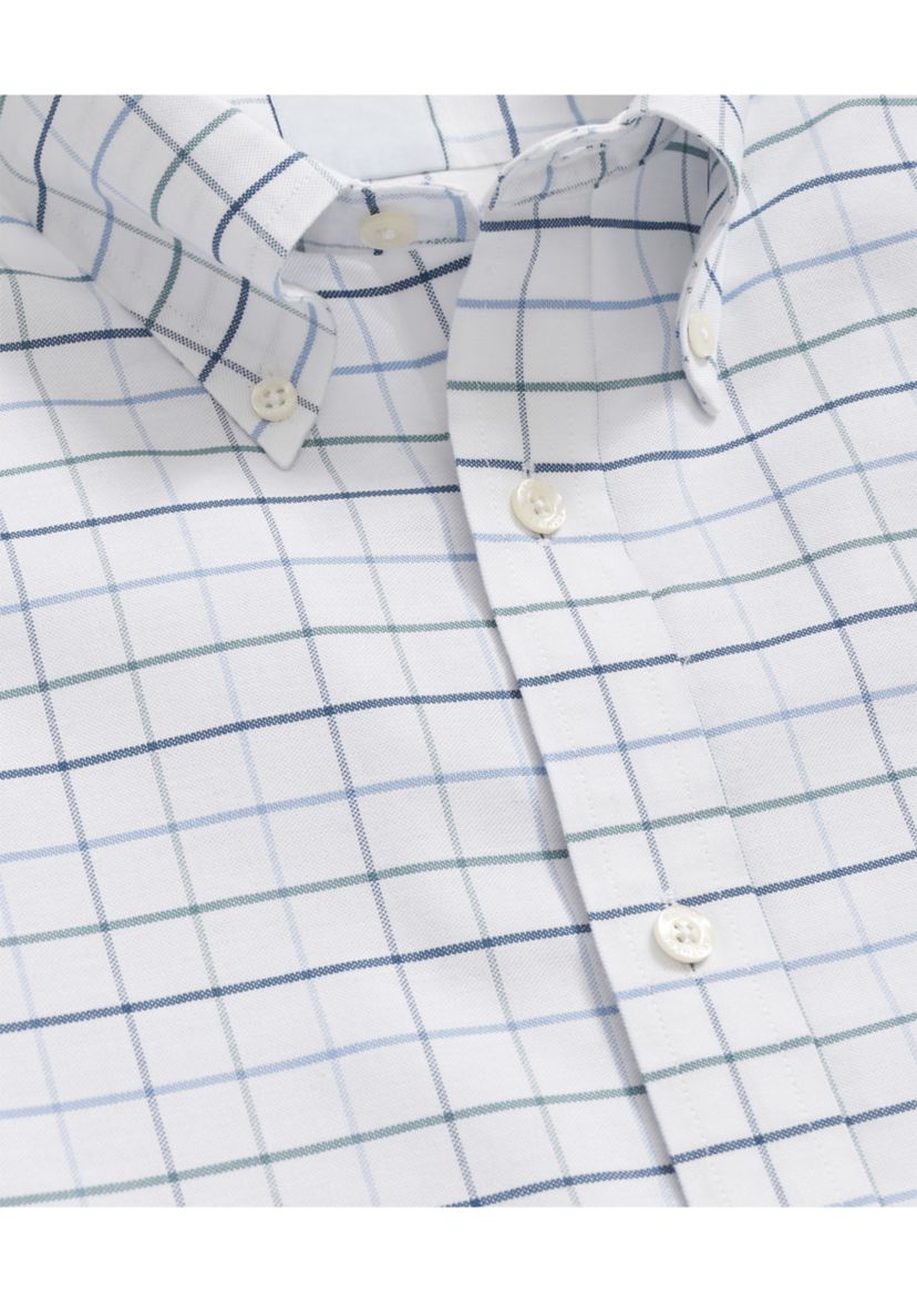 Mens Windowpane Oxford Polo Button Down Shirt