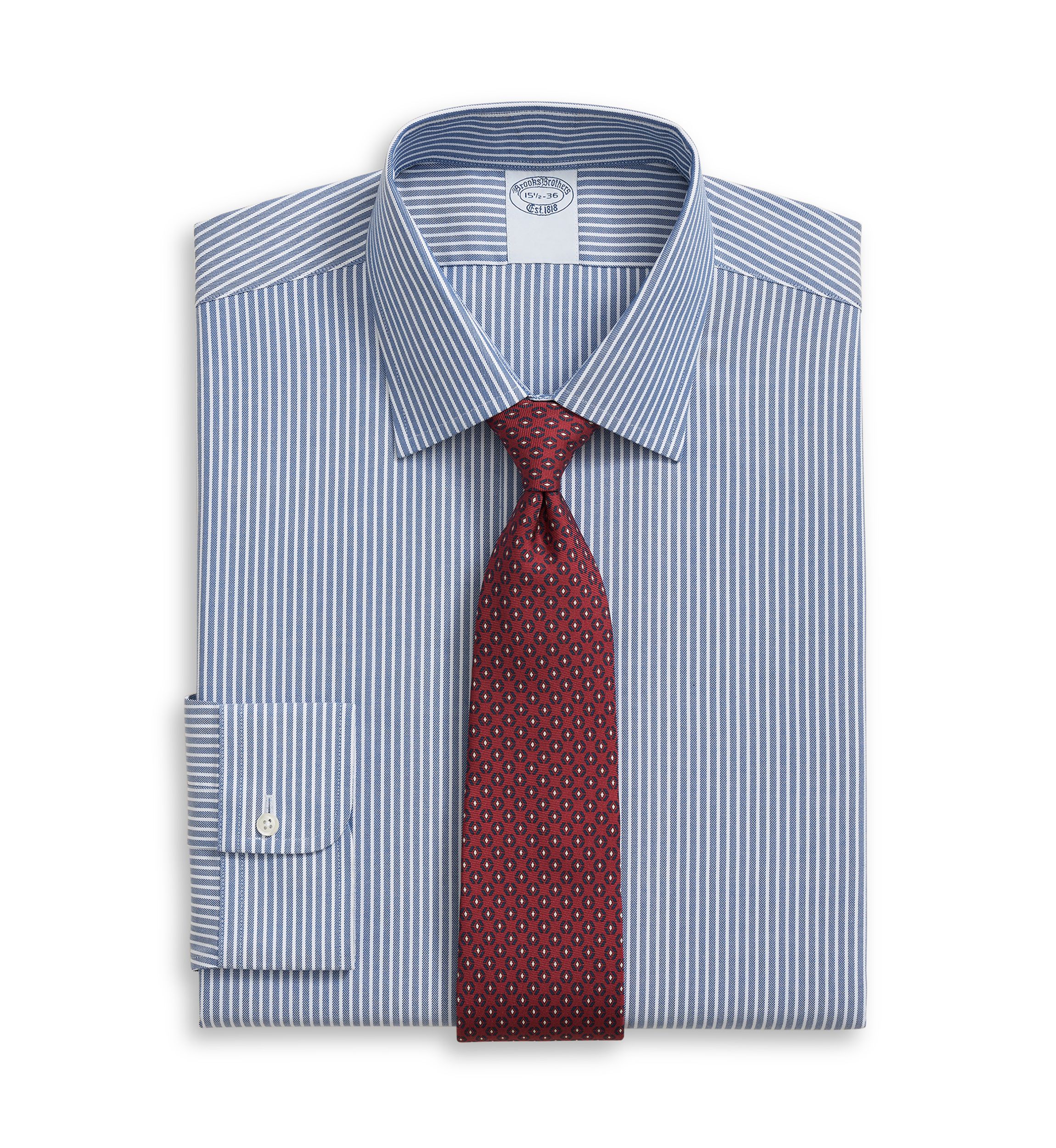 Mens Twill Ainley Collar Ground Stripe Dress Shirt