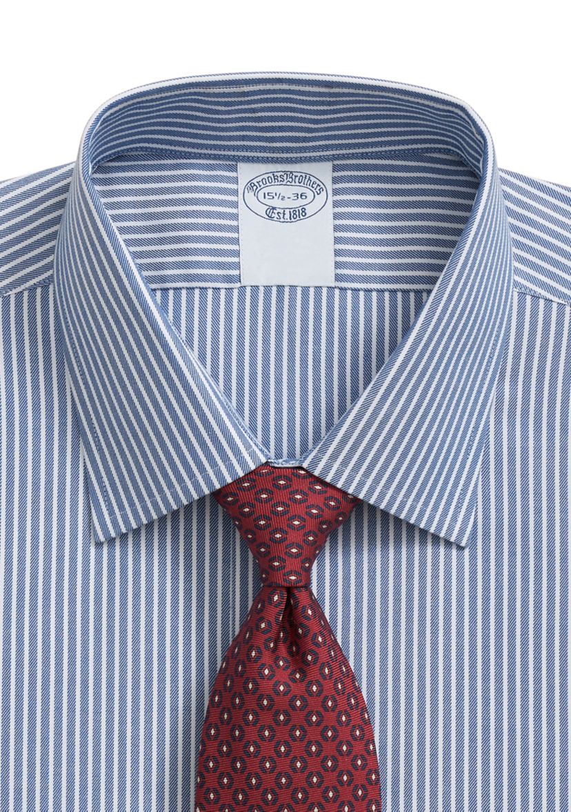 Mens Twill Ainley Collar Ground Stripe Dress Shirt