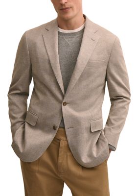 Brooks Brothers Men's Check Knit Plaid Blazer, White, 48 Regular
