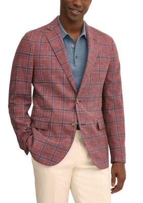Brooks Brothers Men's Check Plaid Blazer, Red, 48 Regular