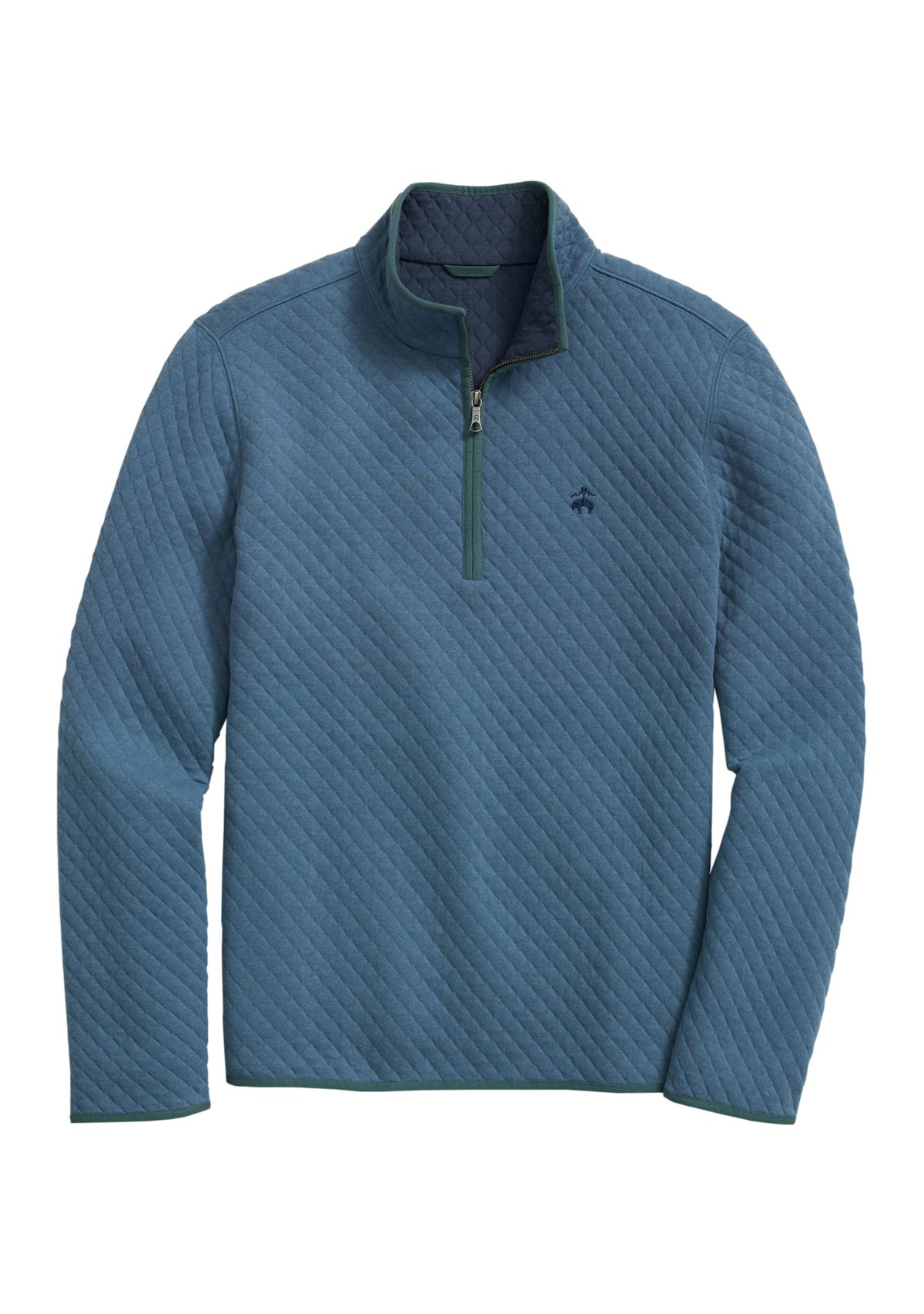 Diamond-Quilted Half-Zip in Cotton Blend
