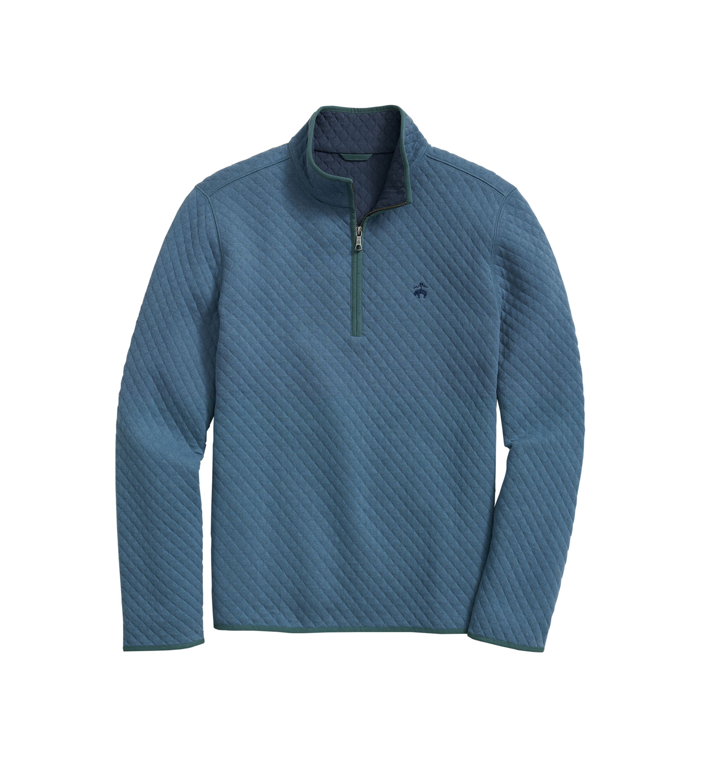 Diamond-Quilted Half-Zip in Cotton Blend