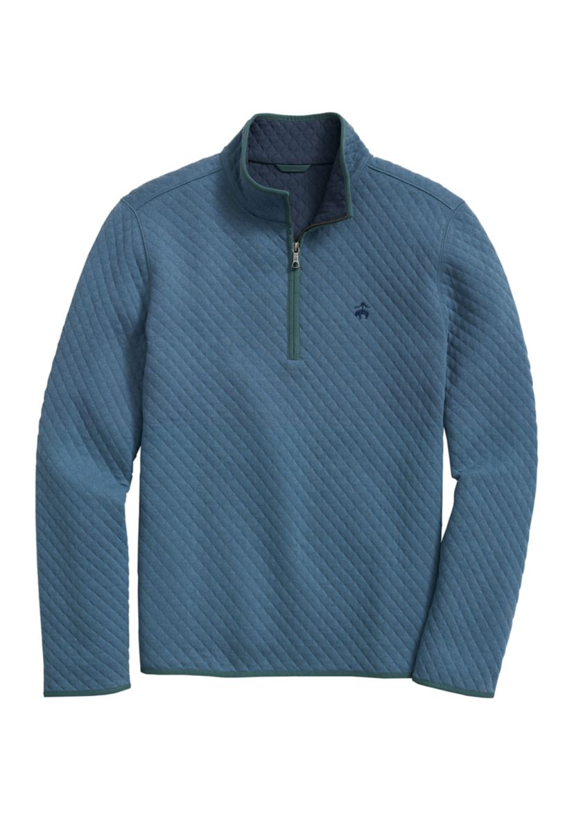 Diamond-Quilted Half-Zip in Cotton Blend