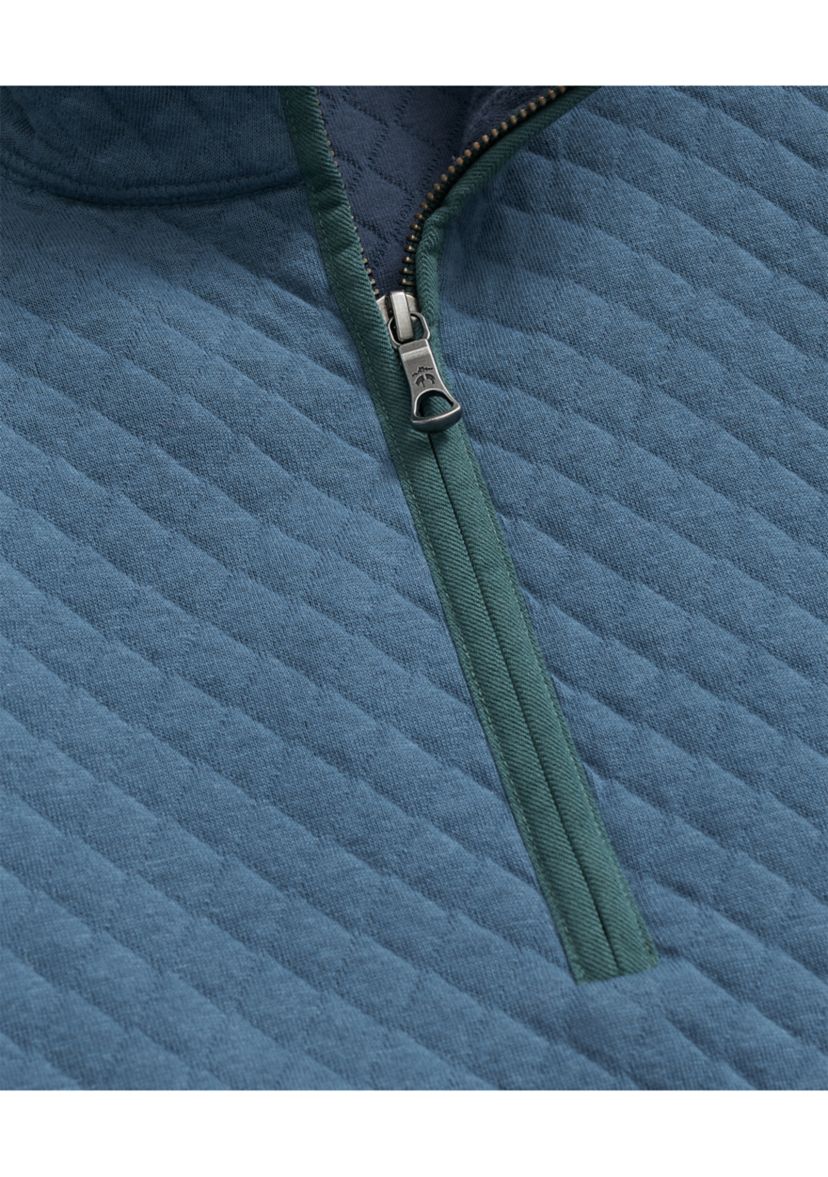 Diamond-Quilted Half-Zip in Cotton Blend