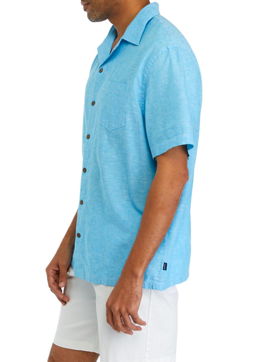 Woven Linen Cotton Button Down Shirt