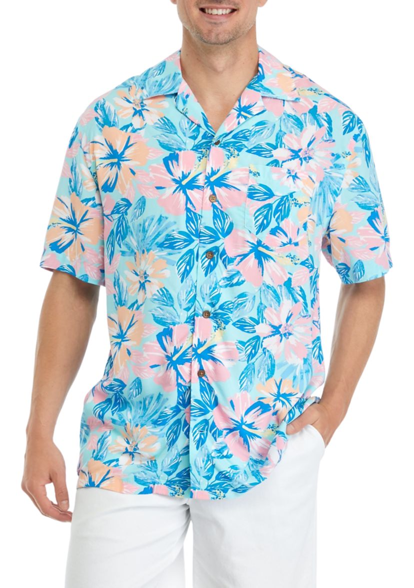 Short Sleeve Woven Printed Camp Shirt
