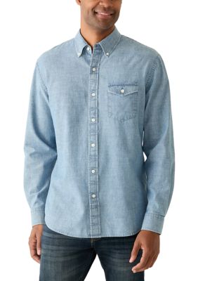 Crown & Ivy Men's Long Sleeve Chambray Shirt