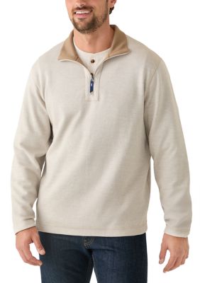 Crown & Ivy Men's Reversible Quarter Zip Jacket, Ivory, 2XL