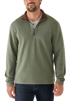 Crown & Ivy Men's Reversible Quarter Zip Jacket, Sage, Large